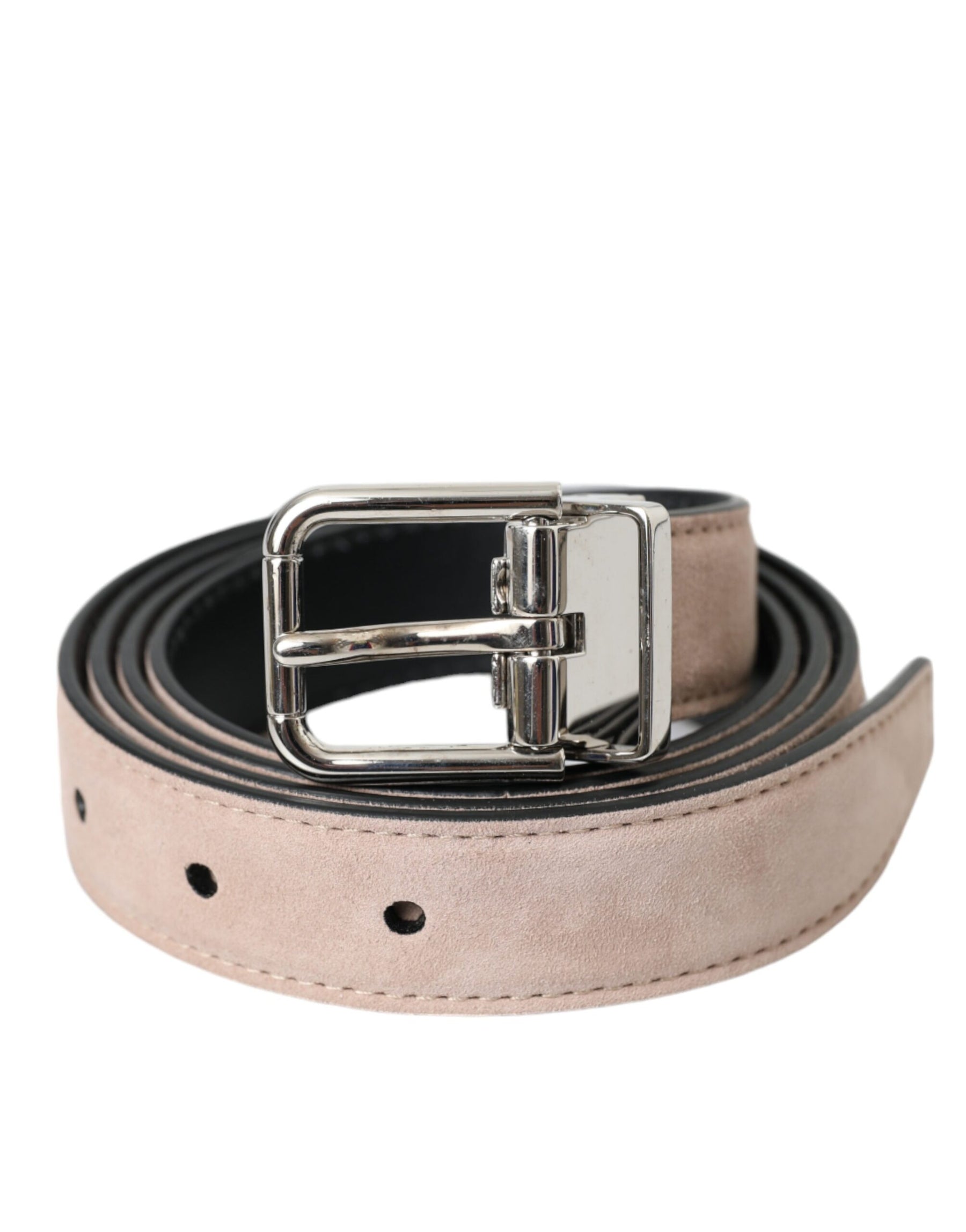 Dolce & Gabbana Beige Suede Leather Silver Buckle Belt Men | Regal Royce