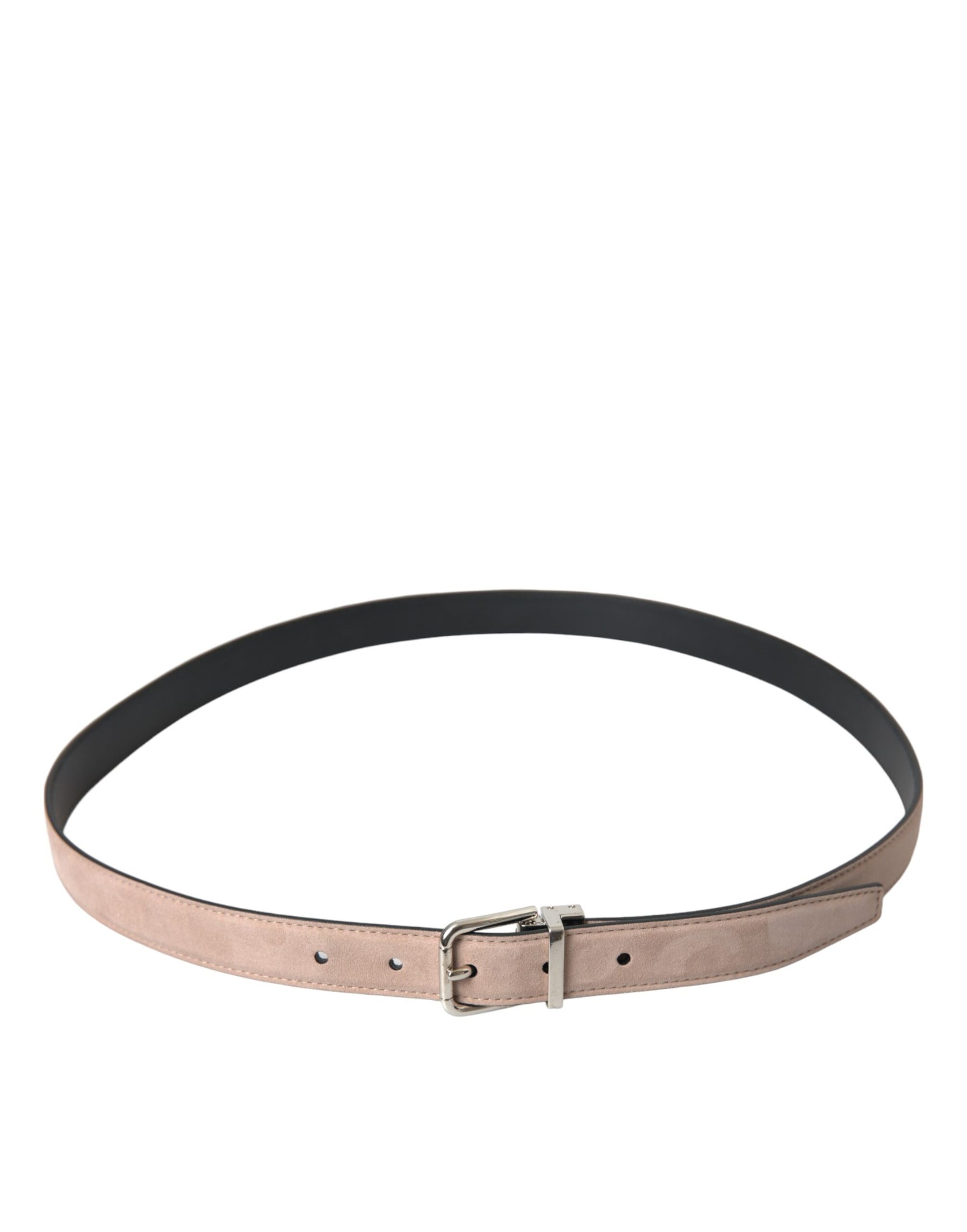 Dolce & Gabbana Beige Suede Leather Silver Buckle Belt Men | Regal Royce