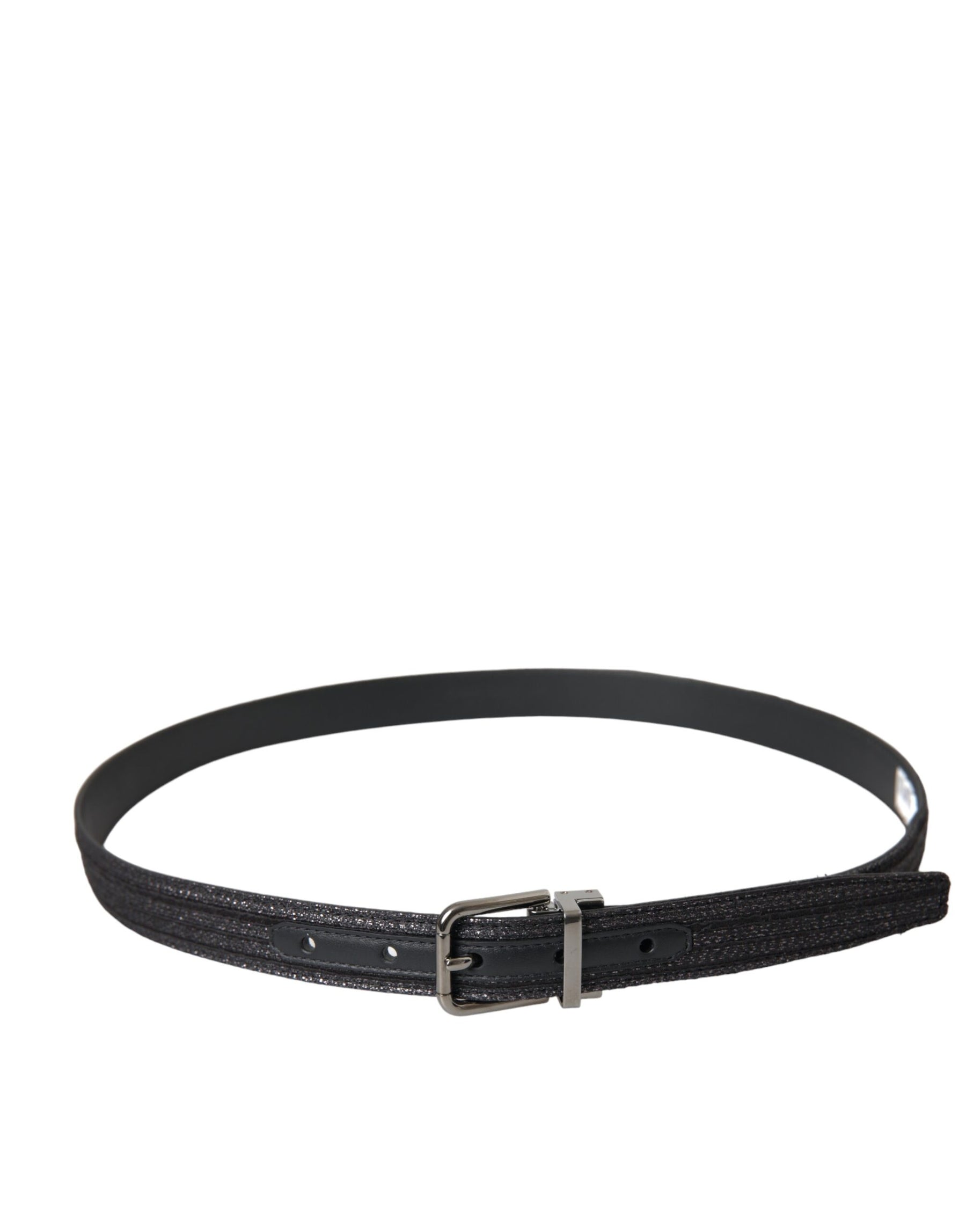 Dolce & Gabbana Black Jacquard Stripes Silver Metal Buckle Belt | Regal Royce