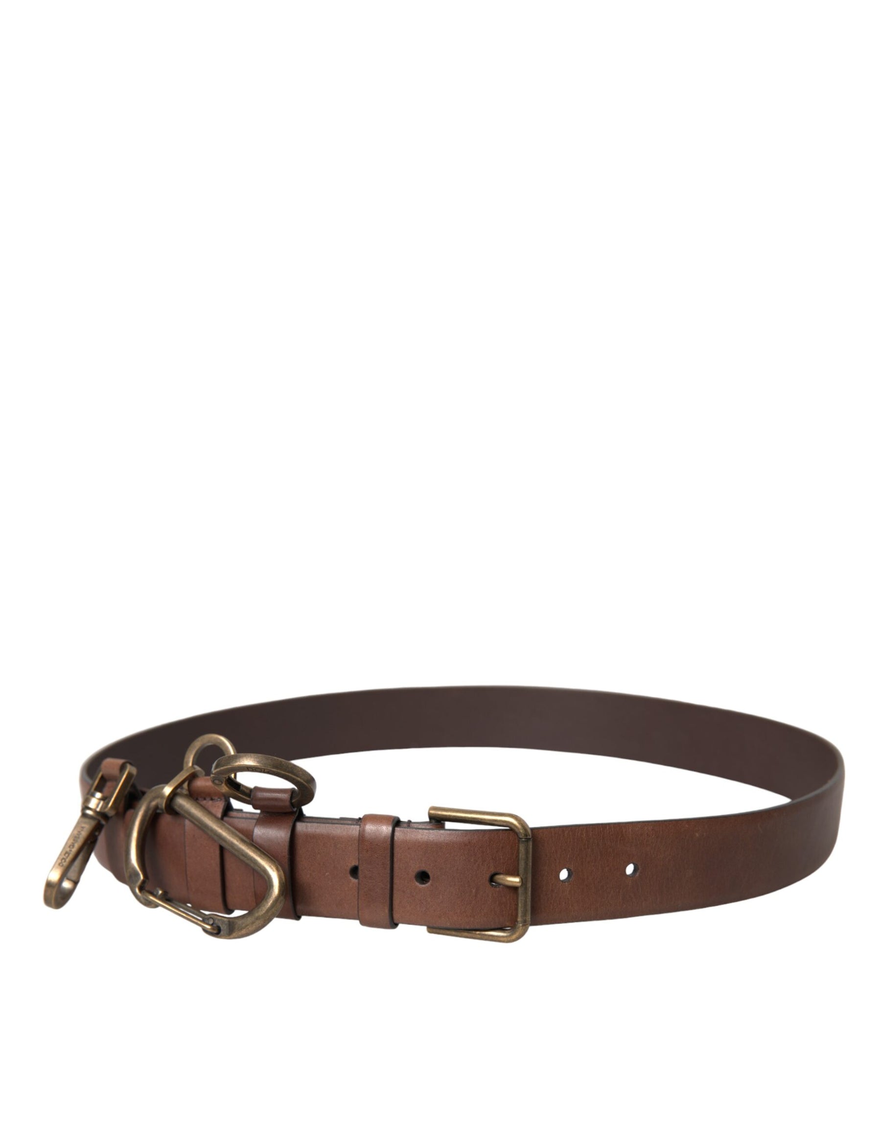 Dolce & Gabbana Brown Calf Leather Gold Metal Buckle Belt Men | Regal Royce