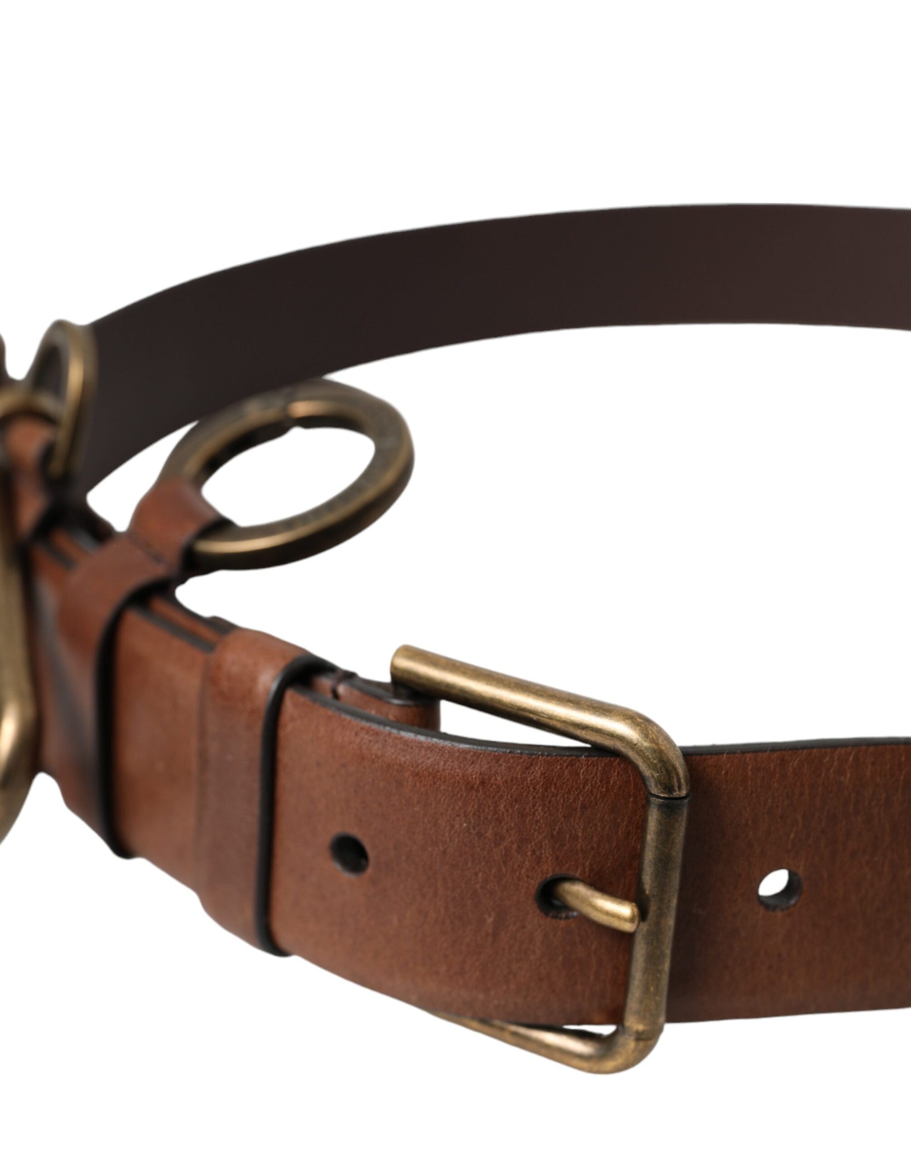 Dolce & Gabbana Brown Calf Leather Gold Metal Buckle Belt Men | Regal Royce