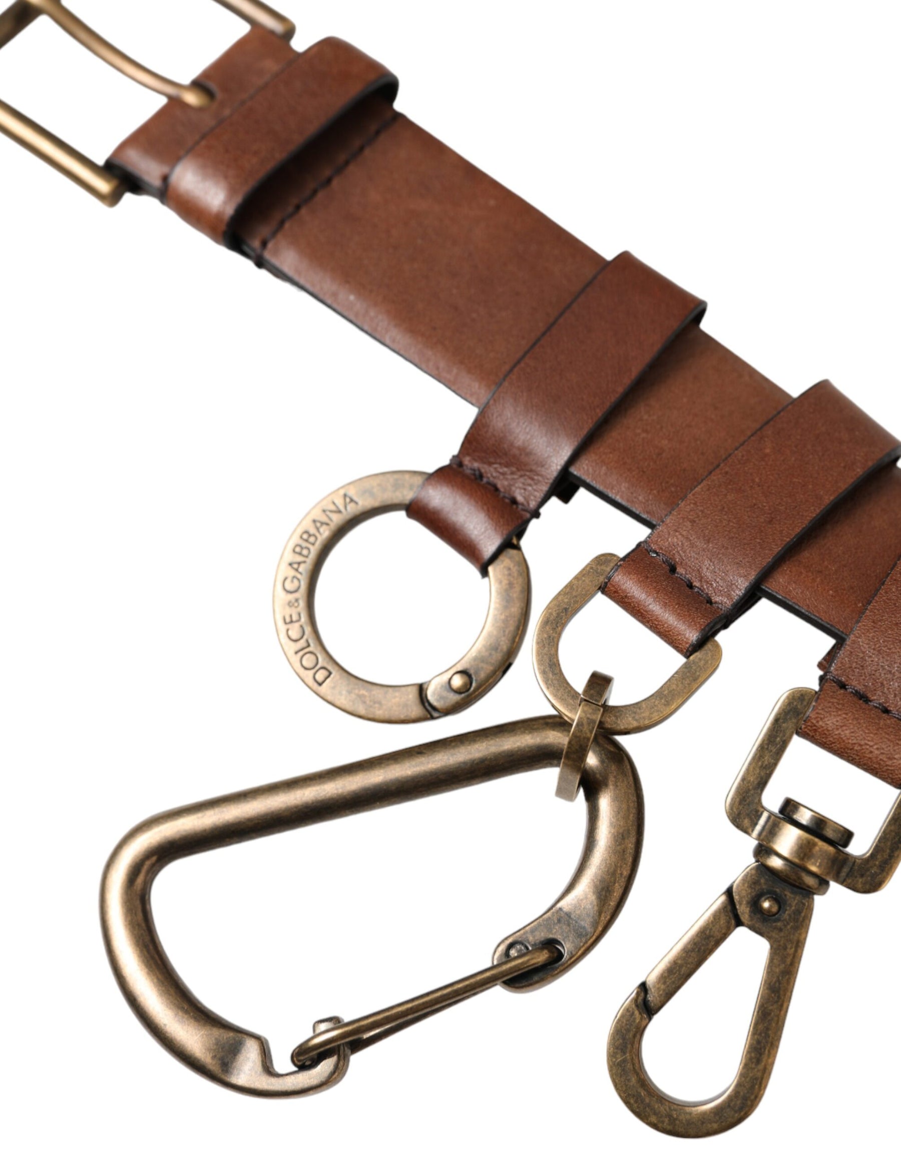 Dolce & Gabbana Brown Calf Leather Gold Metal Buckle Belt Men | Regal Royce