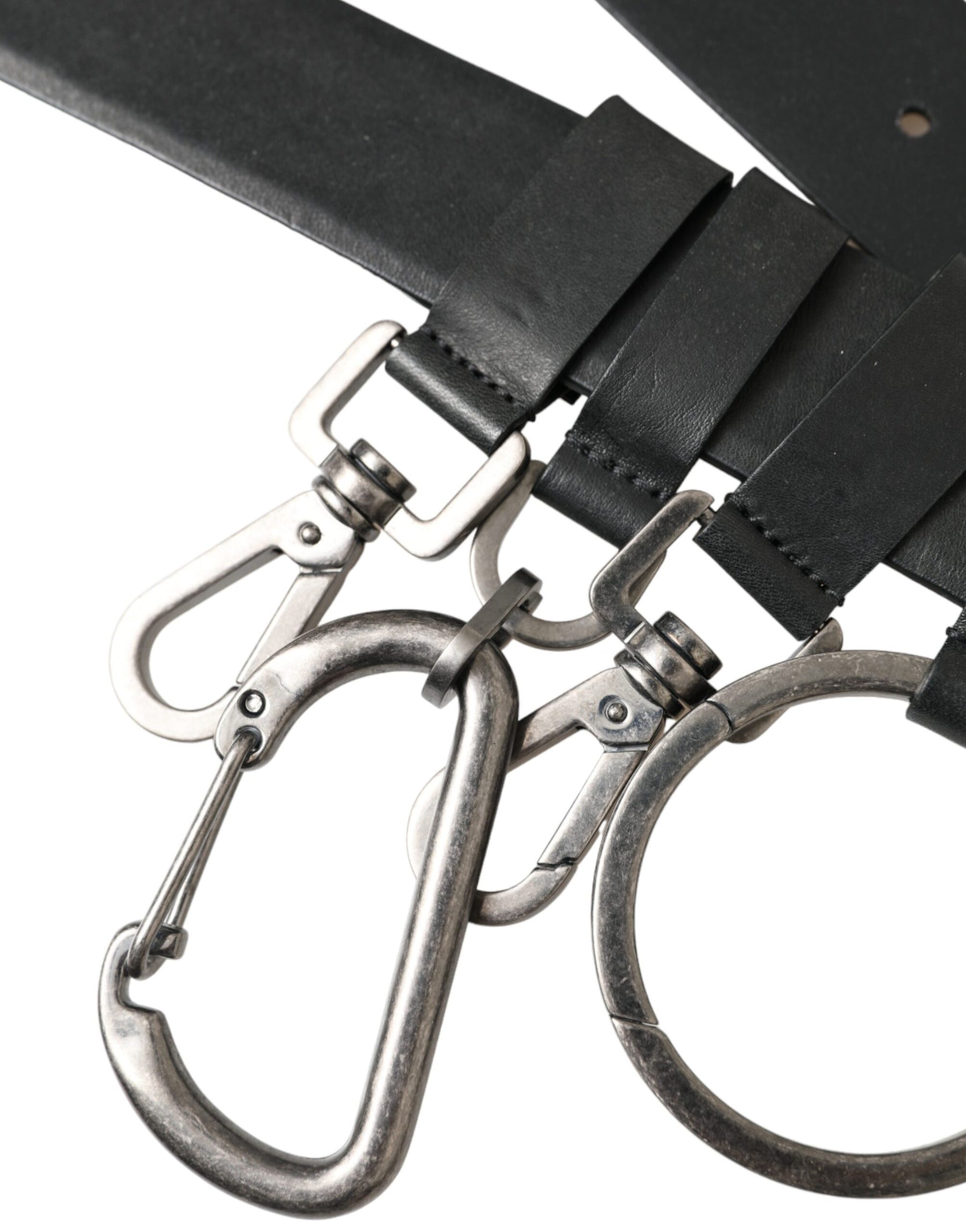 Dolce & Gabbana Black Calf Leather Silver Metal Buckle Belt | Regal Royce