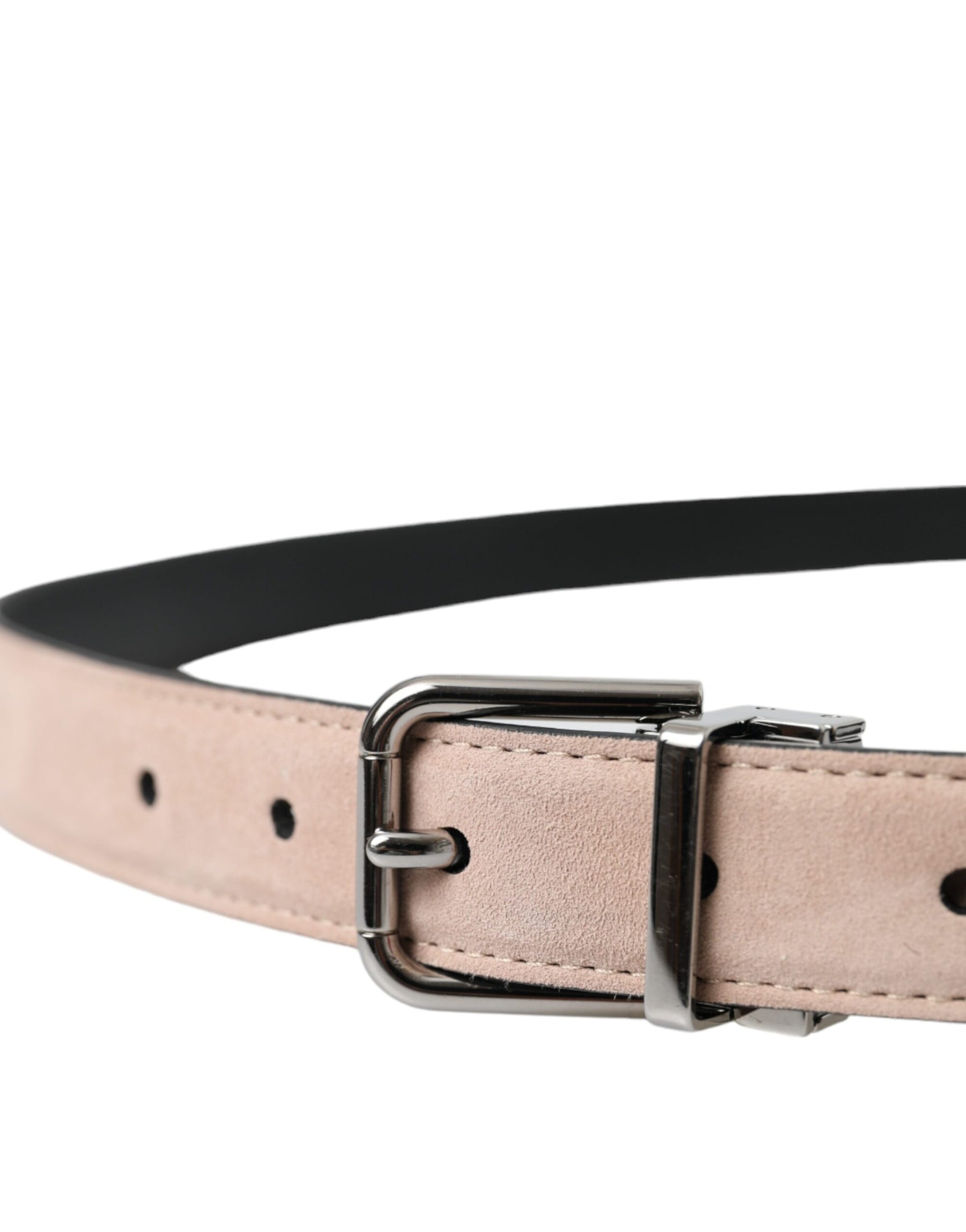 Dolce & Gabbana Beige Suede Leather Silver Buckle Belt Men | Regal Royce