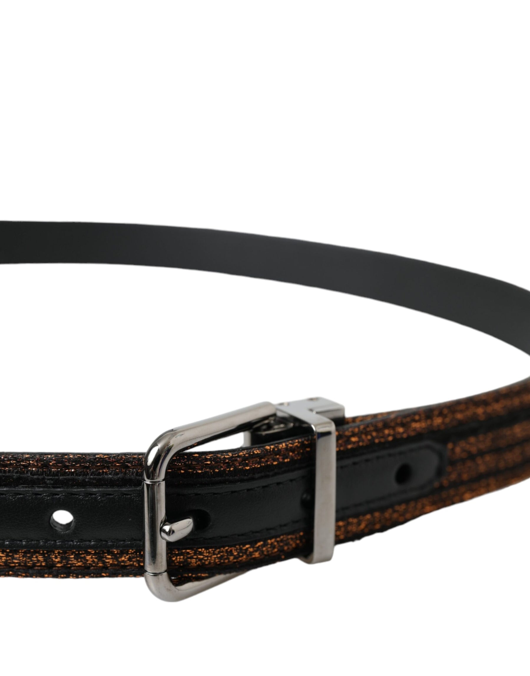 Dolce & Gabbana Gold Jacquard Stripes Silver Metal Buckle Belt | Regal Royce