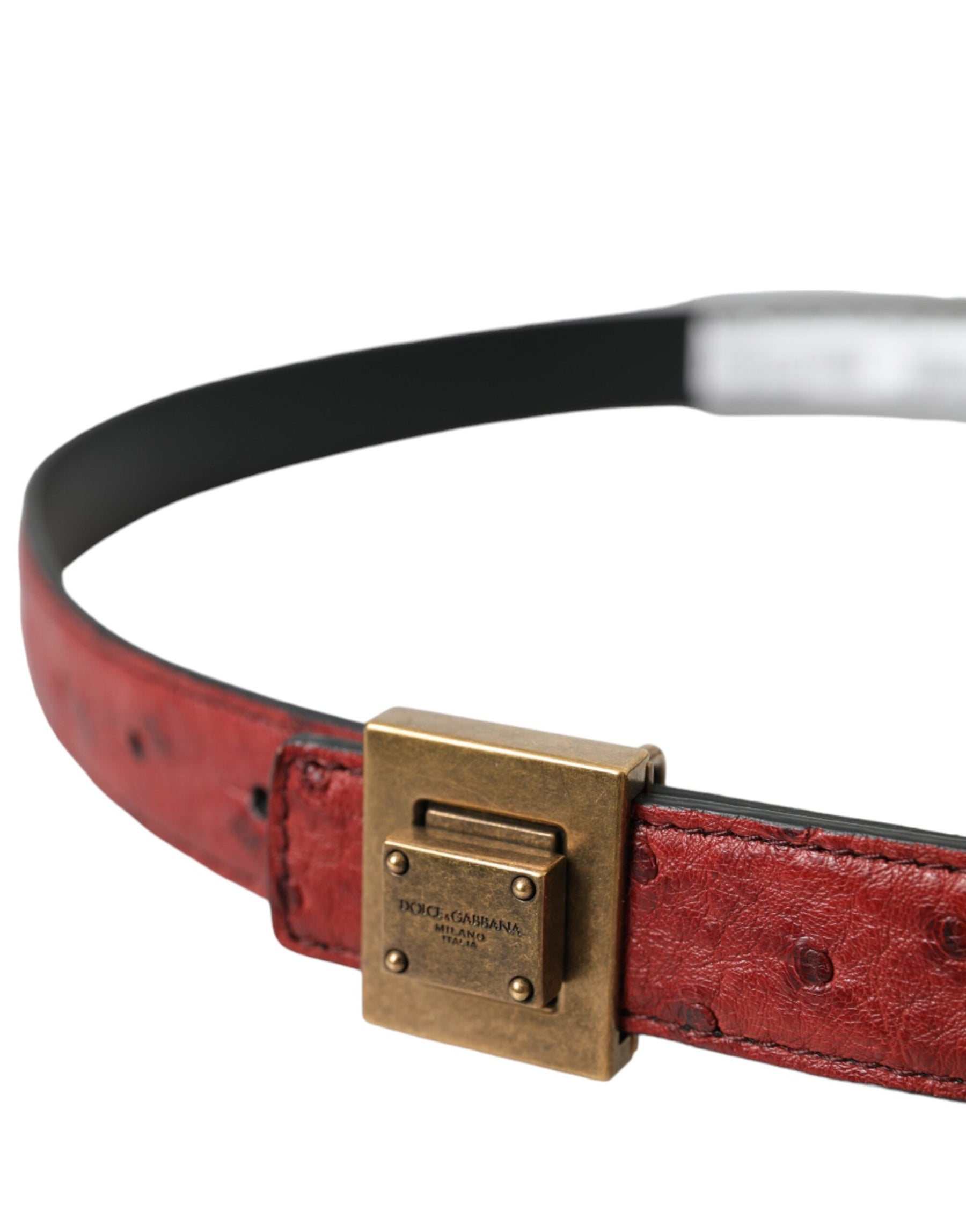 Dolce & Gabbana Brown Leather Square Metal Buckle Belt | Regal Royce