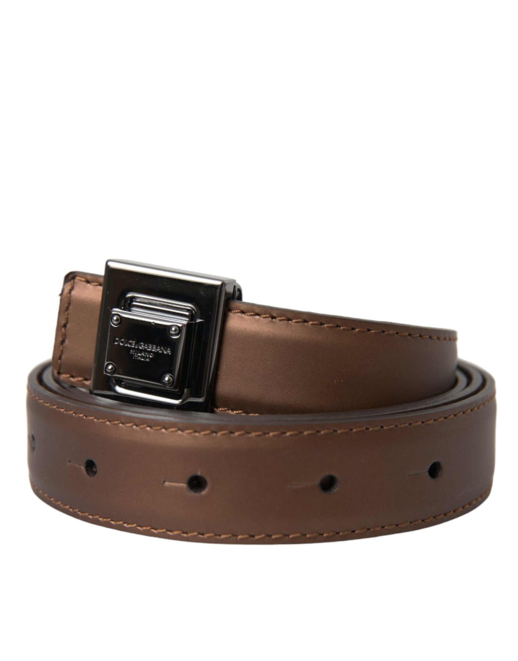 Dolce & Gabbana Bronze Leather Square Metal Buckle Belt | Regal Royce