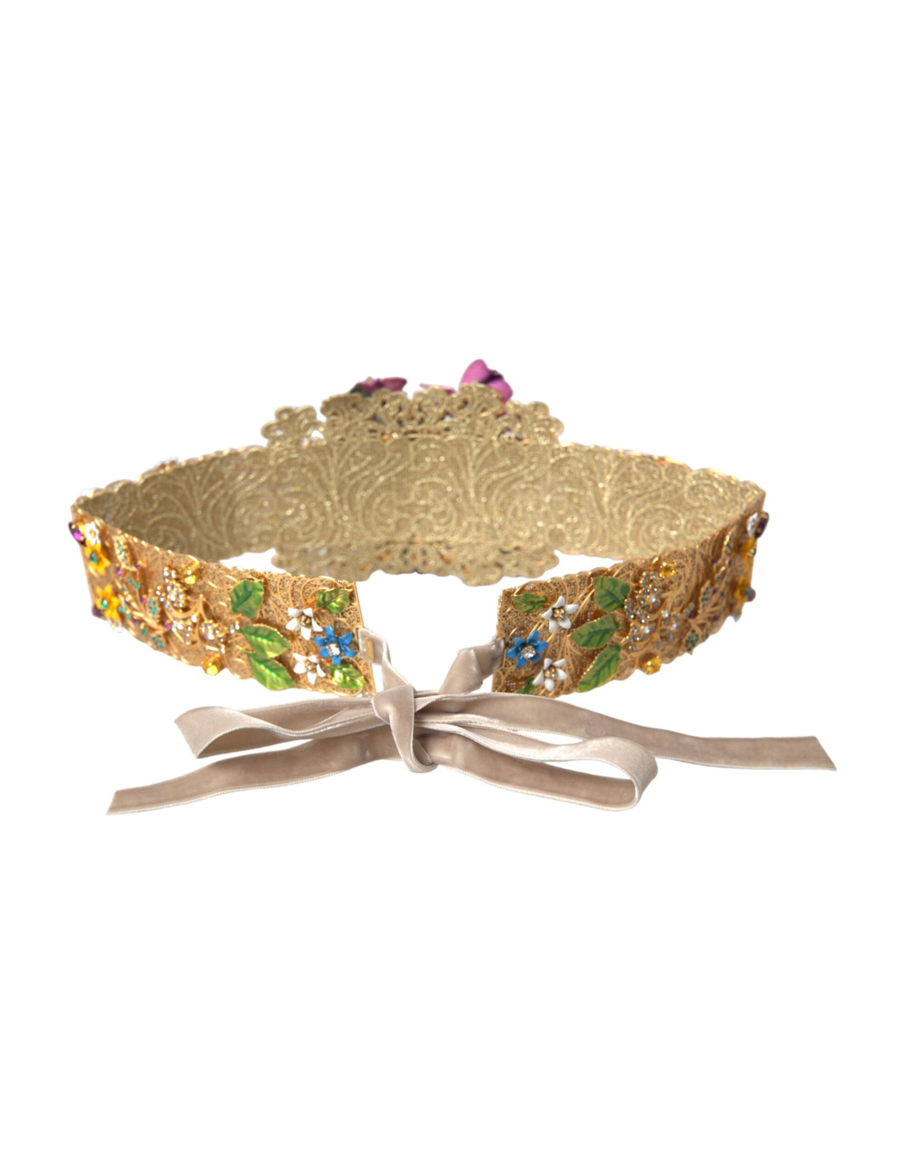 Dolce & Gabbana Multicolor Embellished Floral Crystal Wide Waist Belt | Regal Royce
