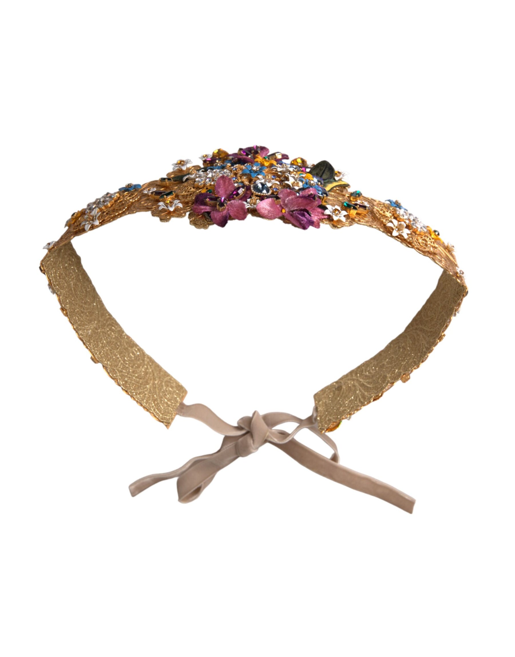 Dolce & Gabbana Multicolor Embellished Floral Crystal Wide Waist Belt | Regal Royce