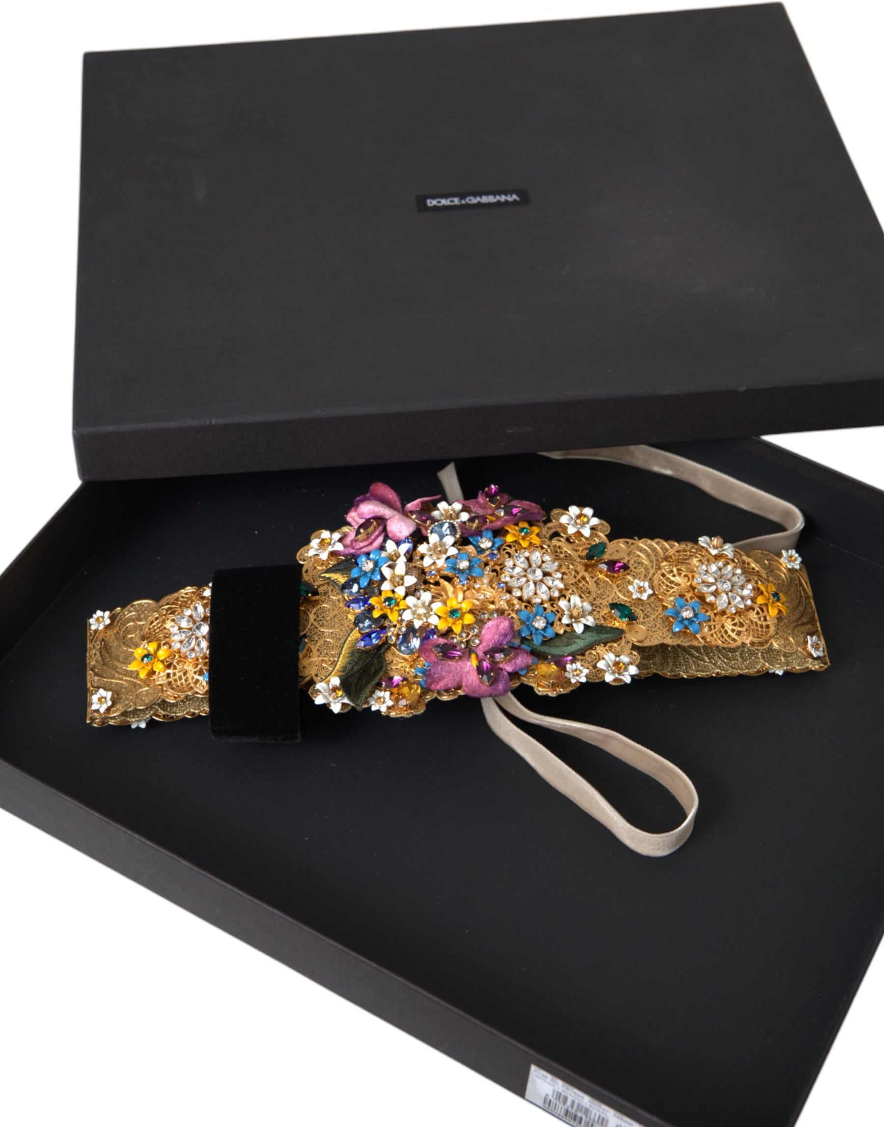 Dolce & Gabbana Multicolor Embellished Floral Crystal Wide Waist Belt | Regal Royce