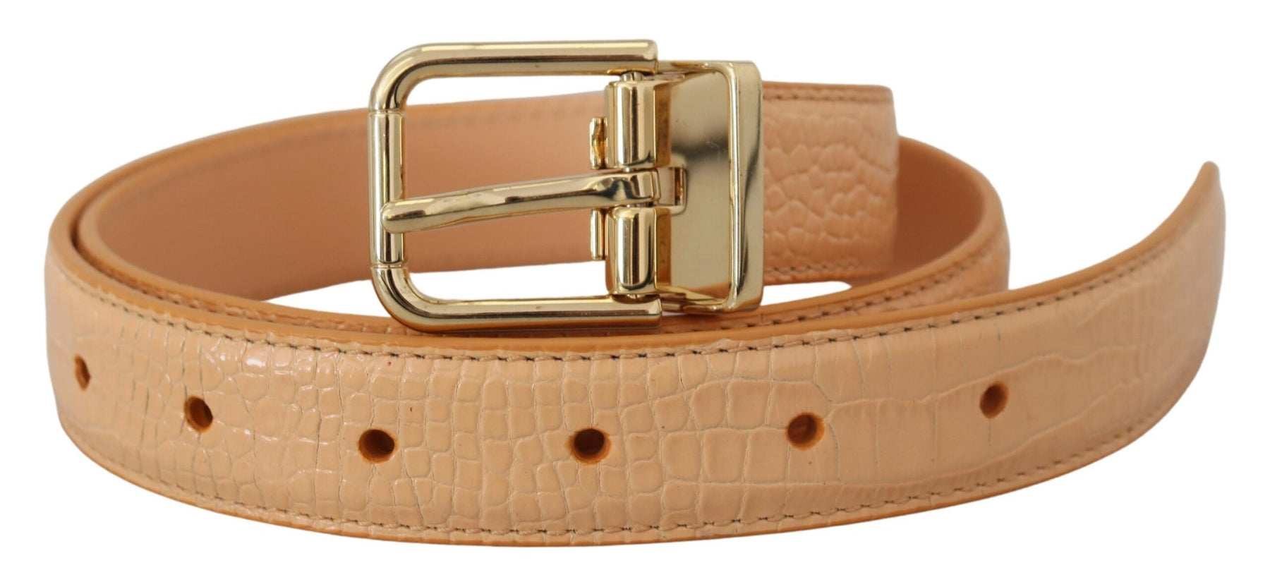 Dolce & Gabbana Beige Exotic Leather Gold Metal Buckle Belt | Regal Royce