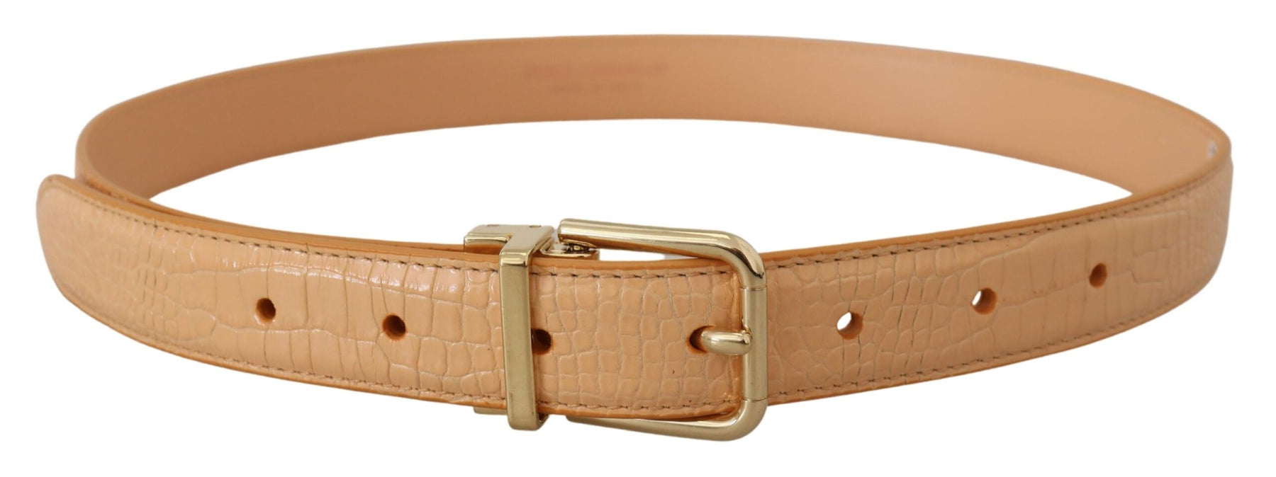 Dolce & Gabbana Beige Exotic Leather Gold Metal Buckle Belt | Regal Royce