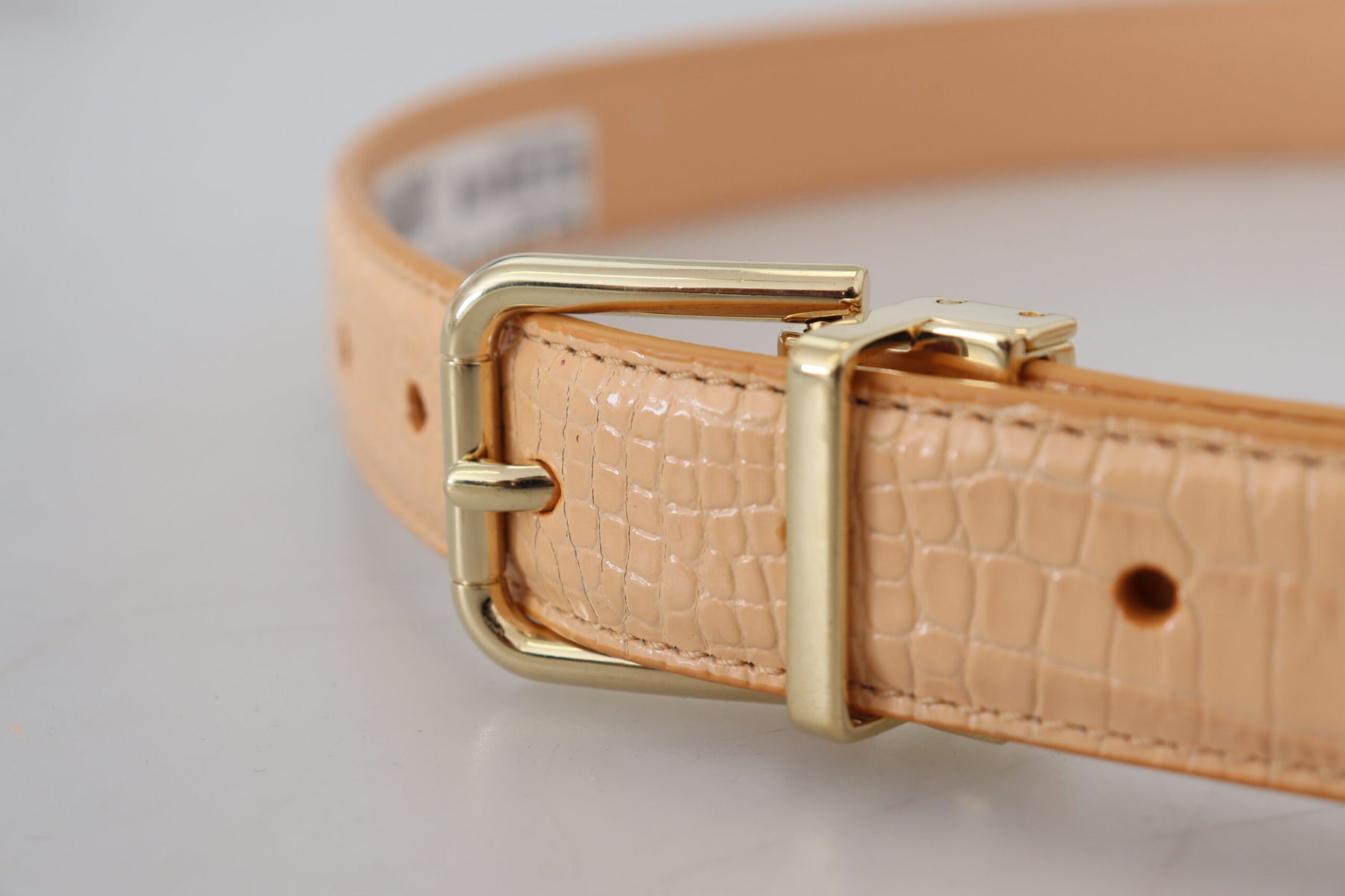 Dolce & Gabbana Beige Exotic Leather Gold Metal Buckle Belt | Regal Royce
