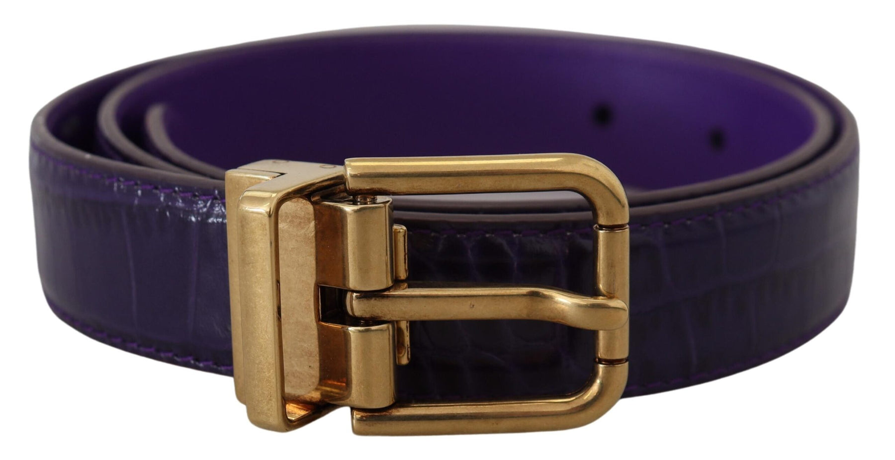 Dolce & Gabbana Purple Exotic Leather Gold Metal Buckle Belt | Regal Royce