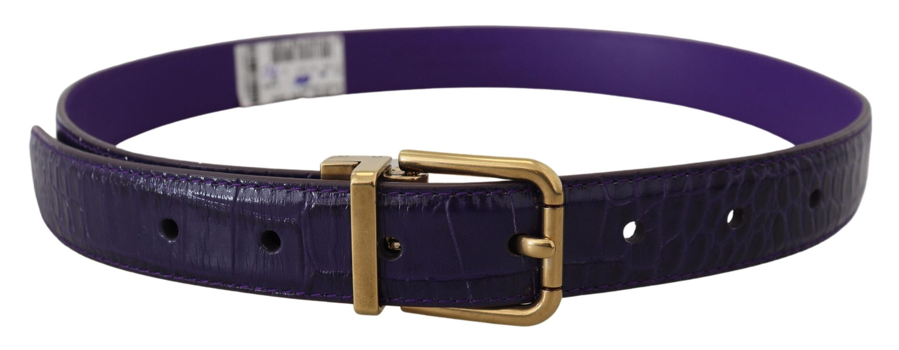 Dolce & Gabbana Purple Exotic Leather Gold Metal Buckle Belt | Regal Royce