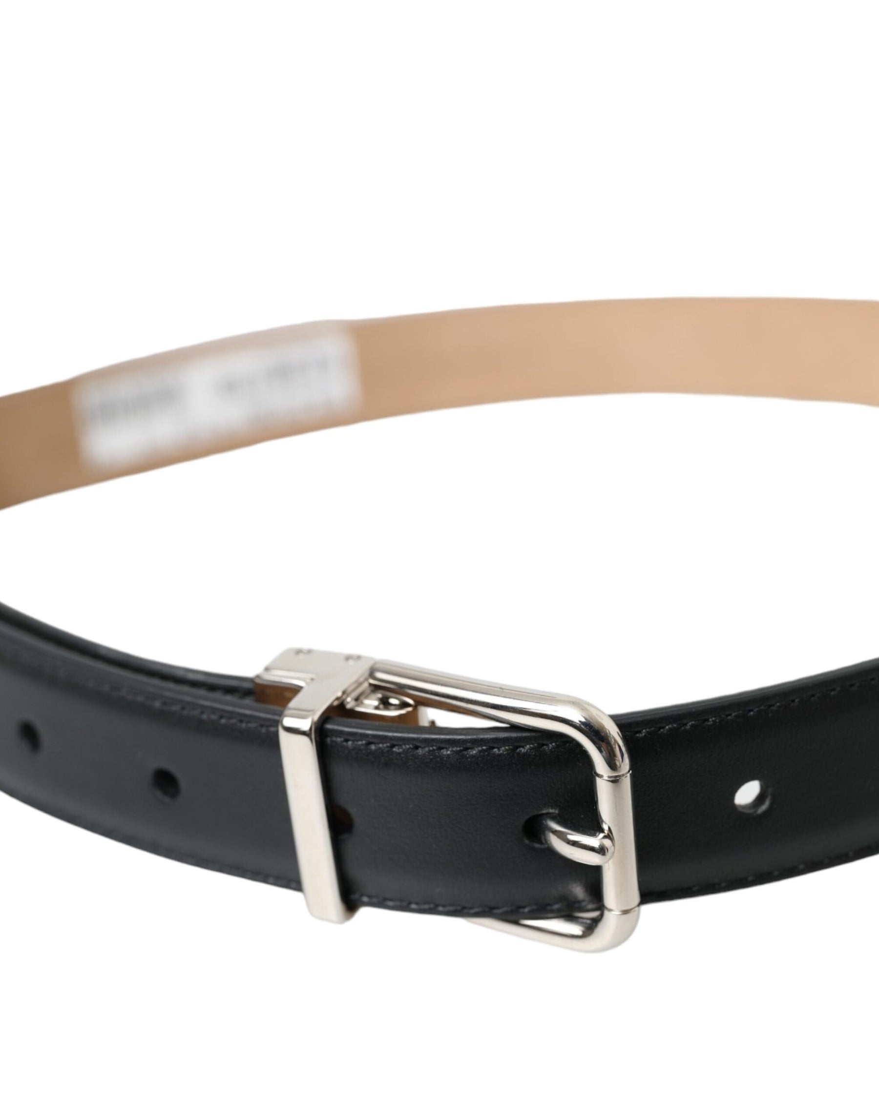 Dolce & Gabbana Black Leather Airpods Case Silver Buckle Belt | Regal Royce