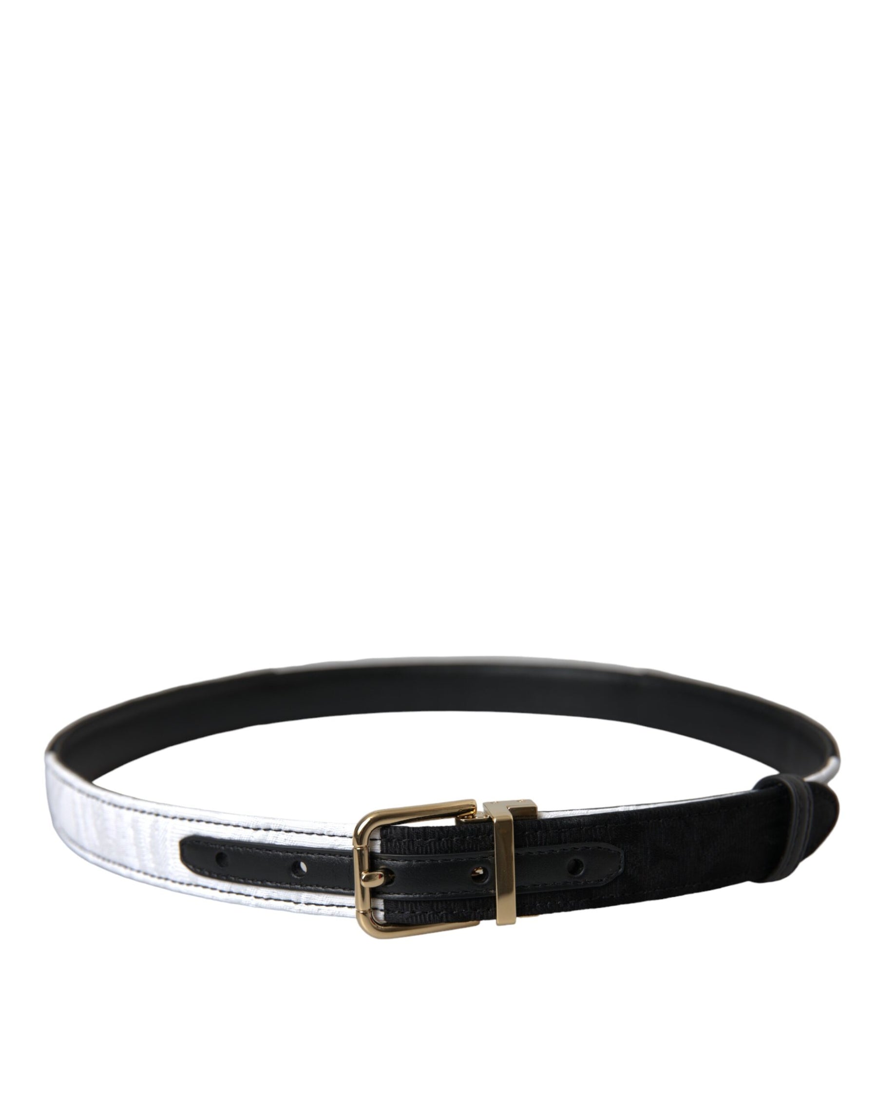 Dolce & Gabbana Black White Patchwork Gold Metal Buckle Belt | Regal Royce