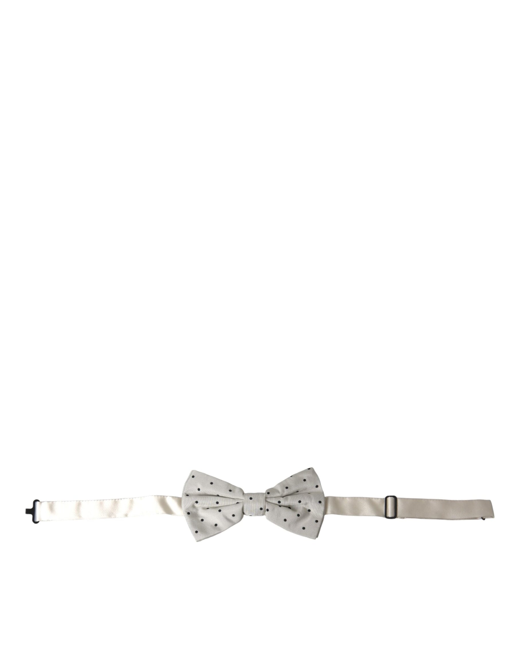 Dolce & Gabbana White Black Polka Dot Polyester Bow Tie Men | Regal Royce