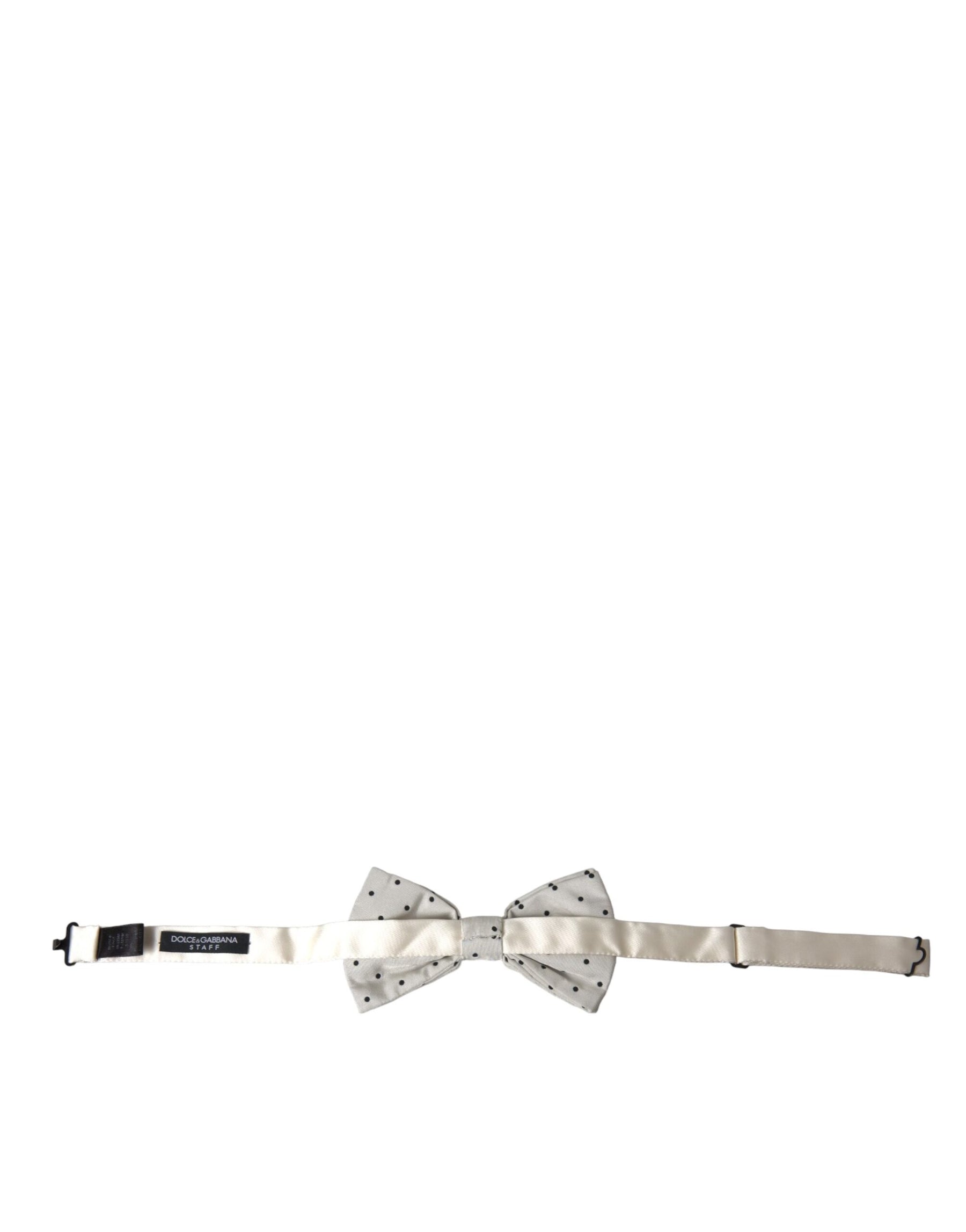 Dolce & Gabbana White Black Polka Dot Polyester Bow Tie Men | Regal Royce