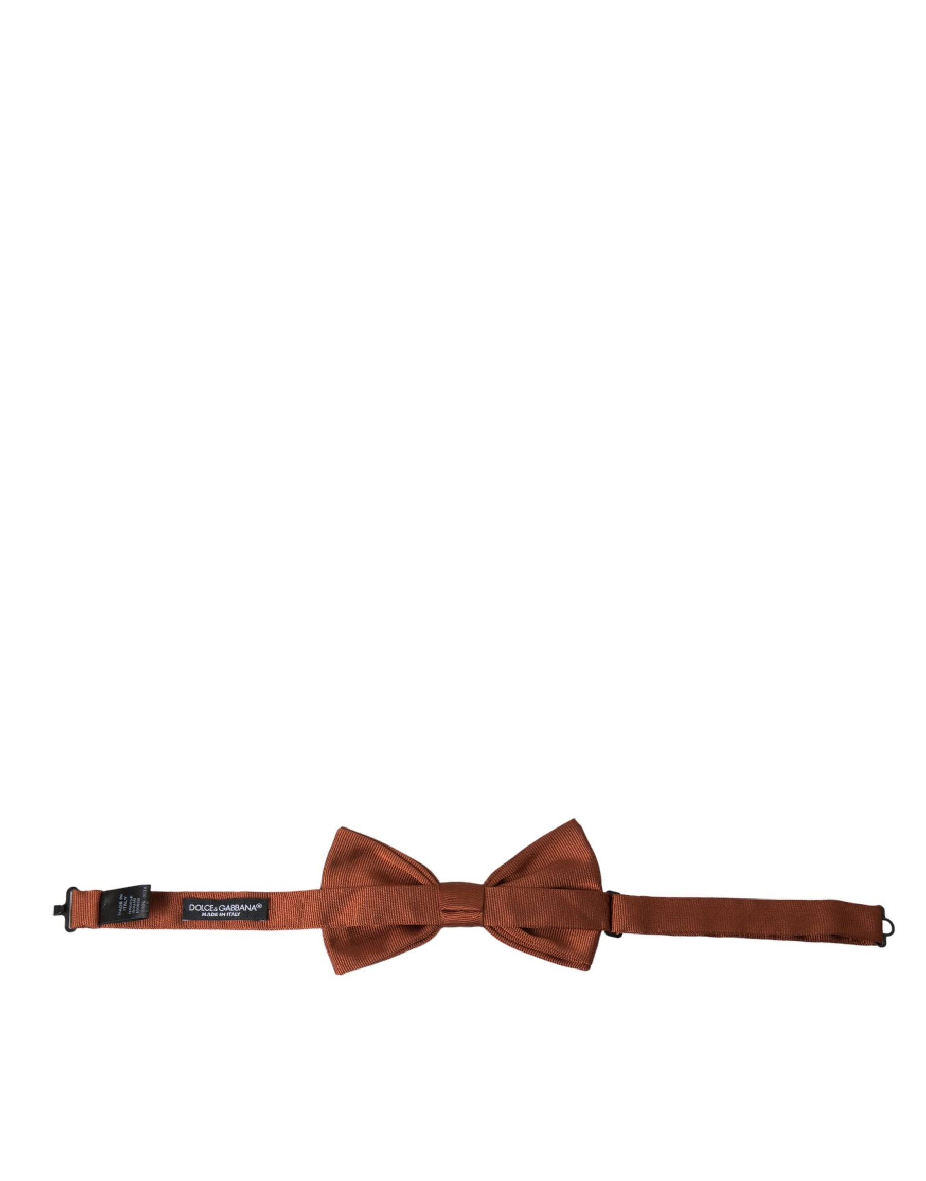 Dolce & Gabbana Brown Silk Adjustable Neck Men Bow Tie | Regal Royce