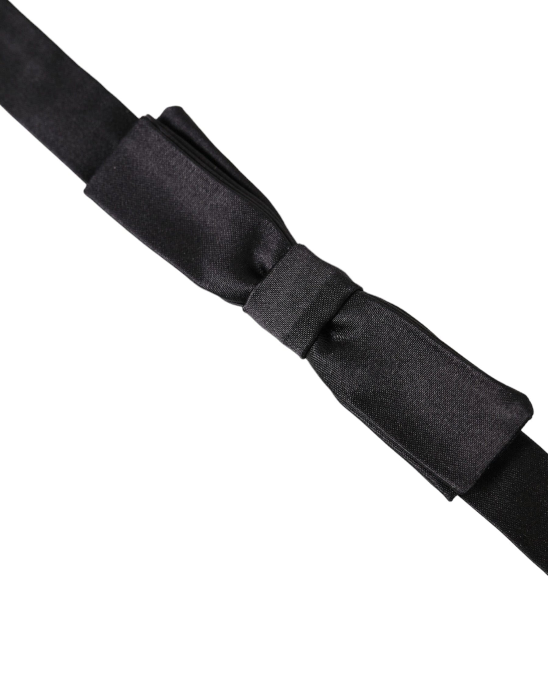 Dolce & Gabbana Dark Gray Silk Adjustable Neck Men Bow Tie | Regal Royce