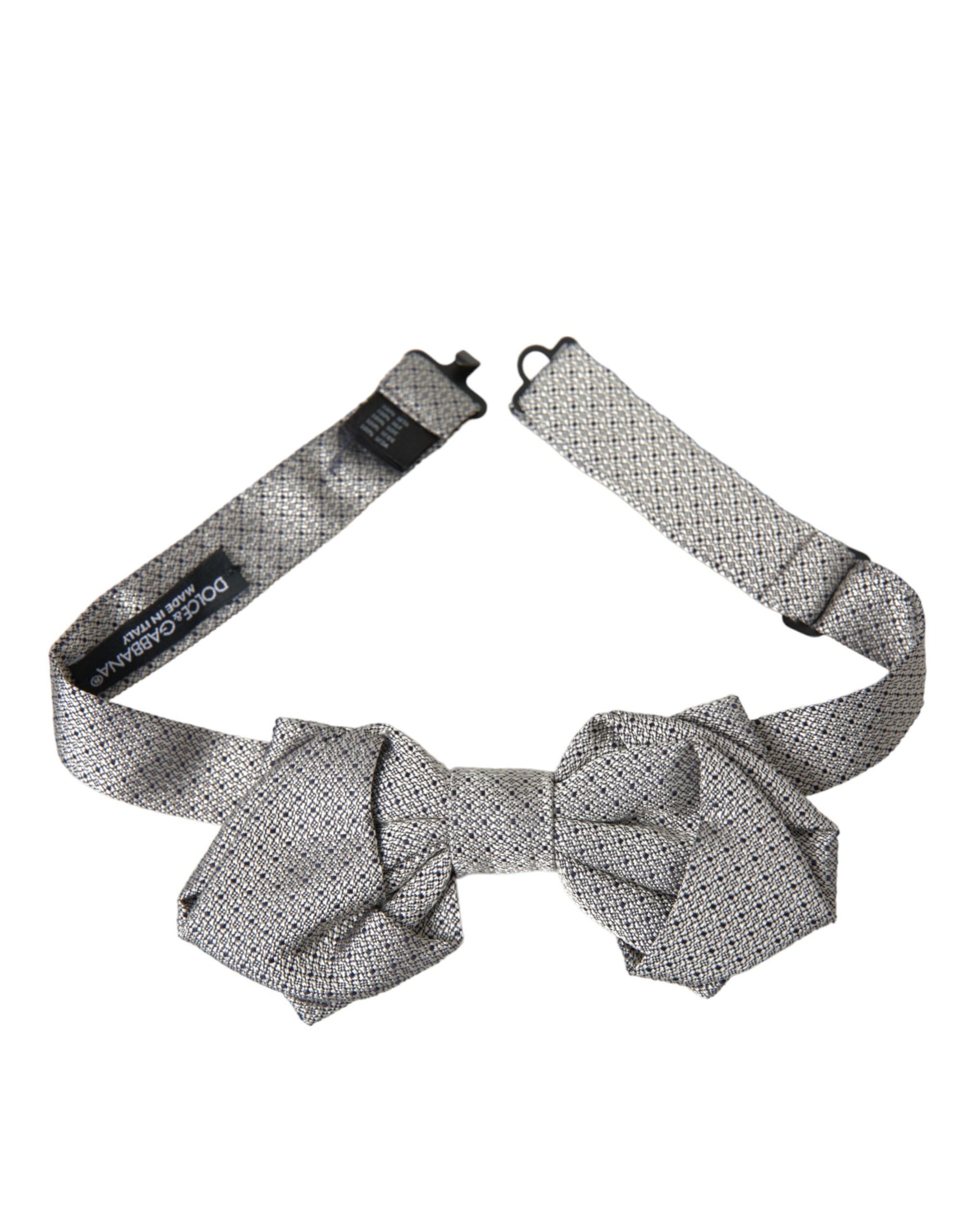 Dolce & Gabbana Gray Silk Adjustable Neck Men Bow Tie | Regal Royce