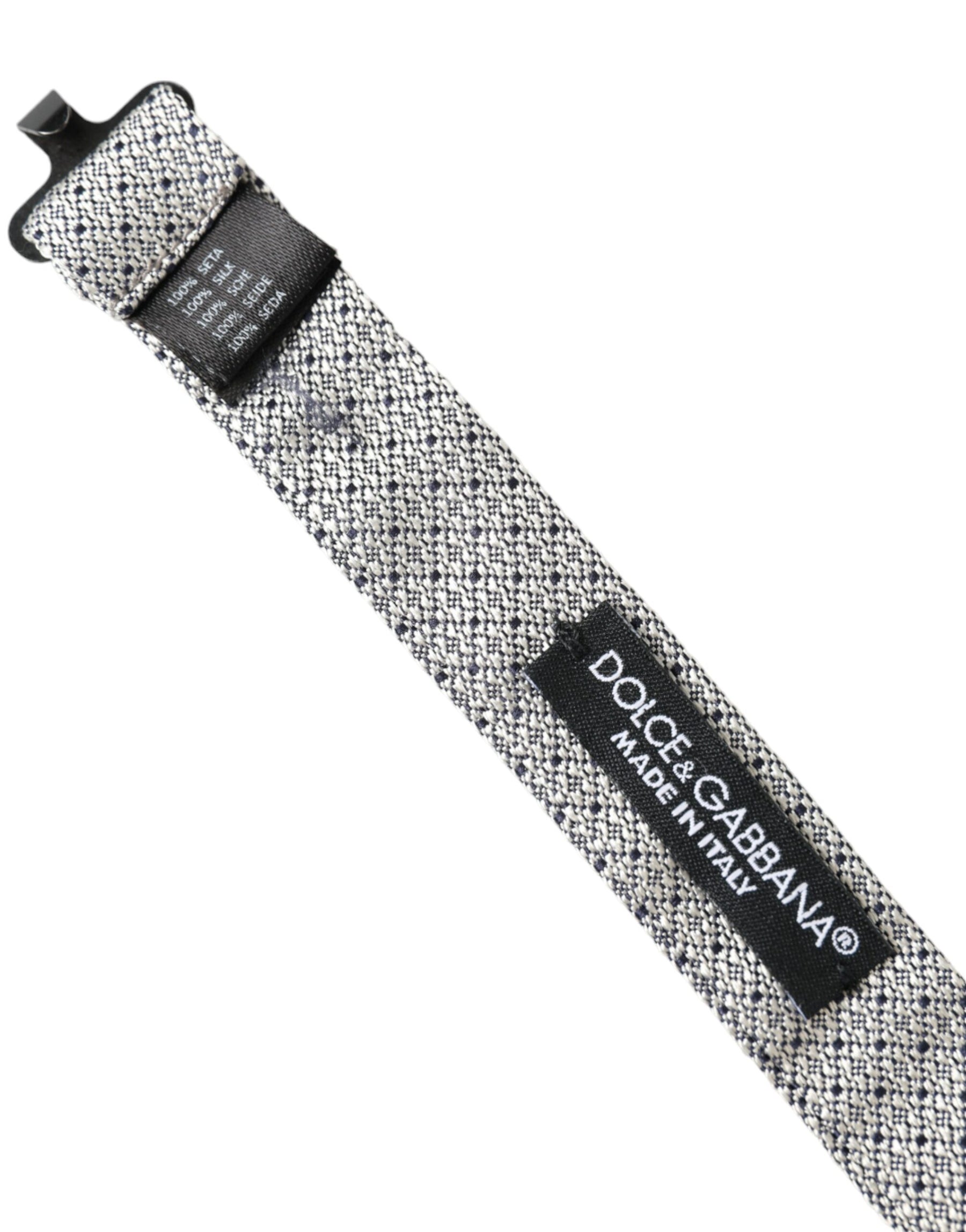 Dolce & Gabbana Gray Silk Adjustable Neck Men Bow Tie | Regal Royce
