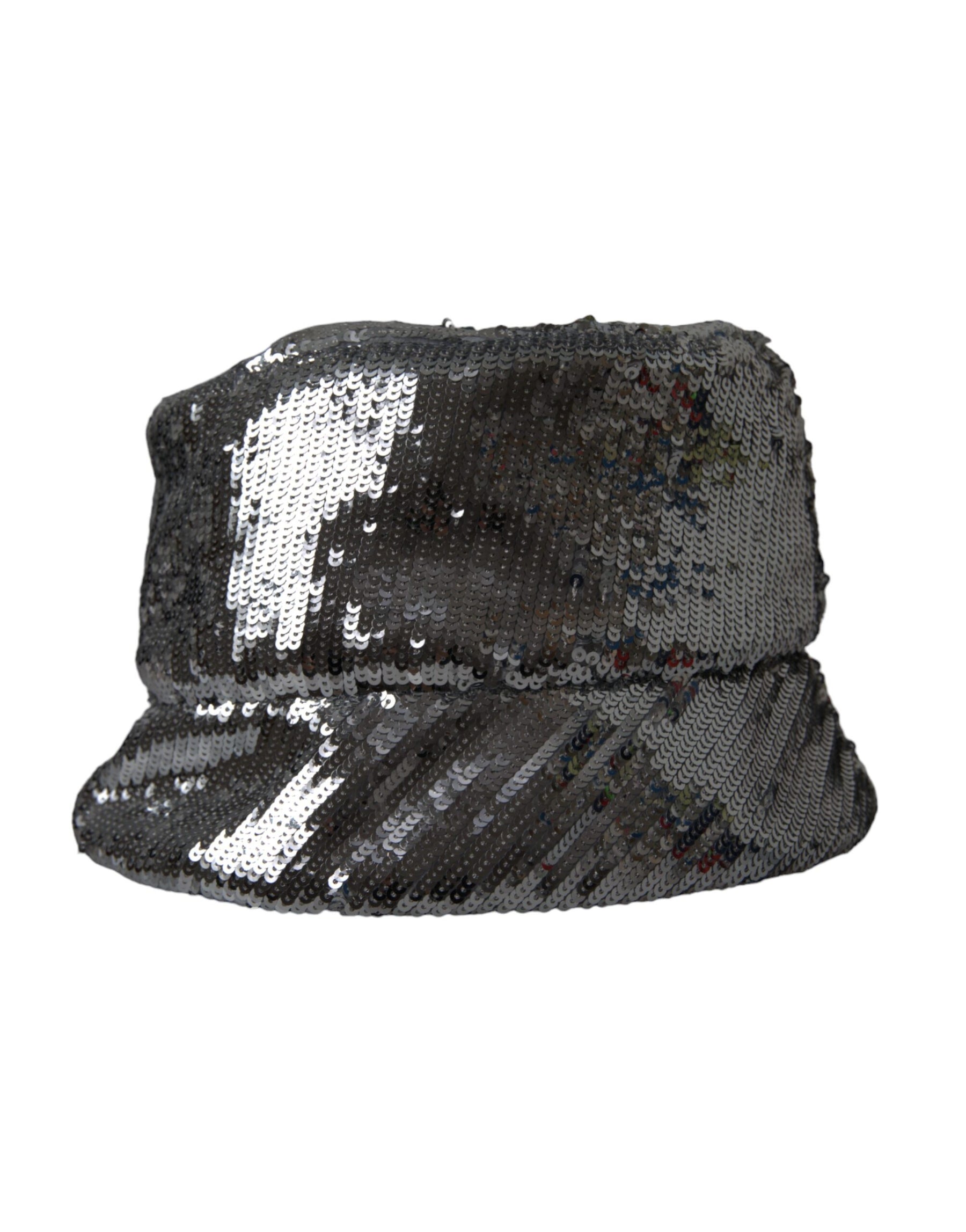 Dolce & Gabbana Silver Sequined Nylon Bucket Hat Men | Regal Royce