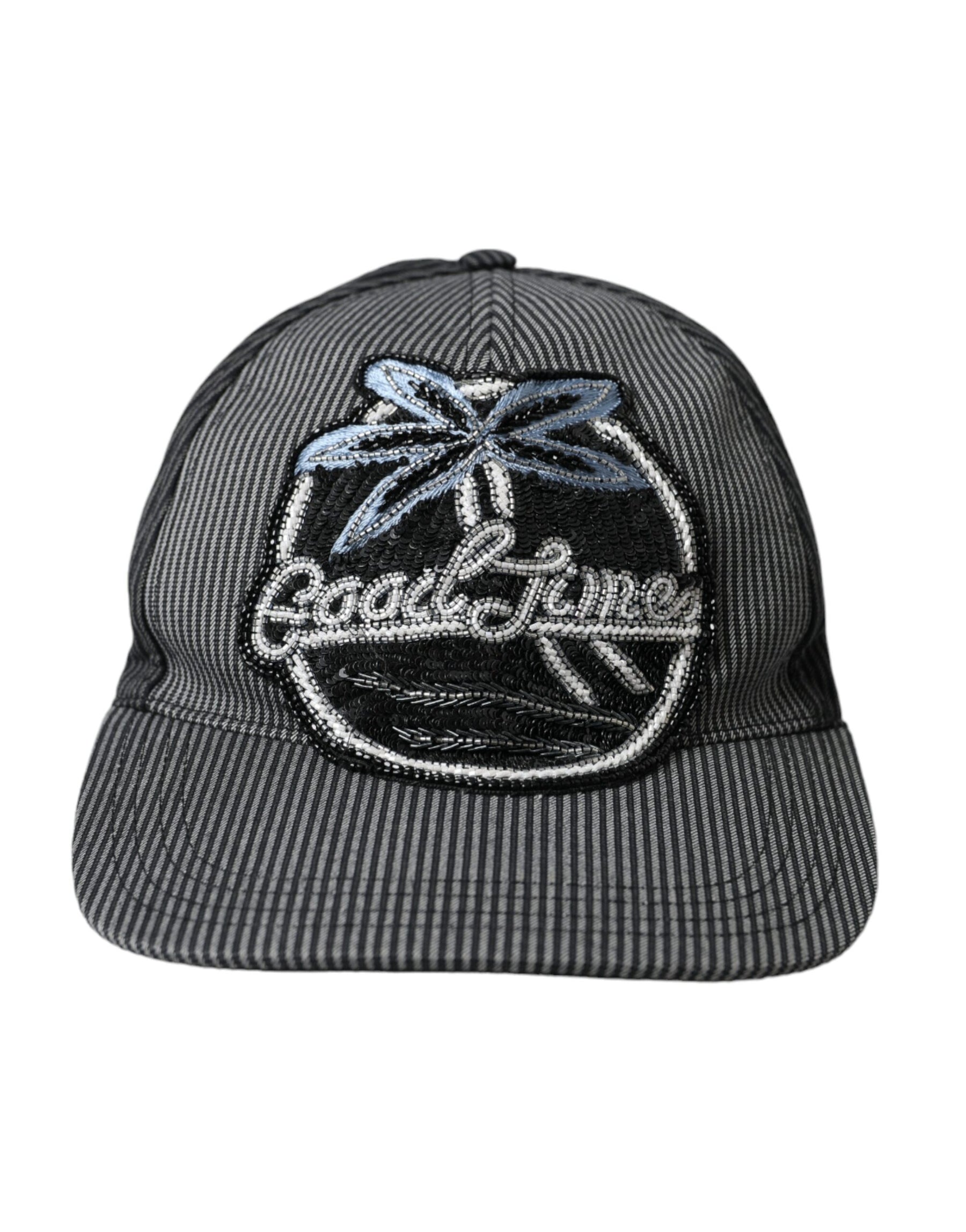 Dolce & Gabbana Black Cotton Embellished Baseball Hat Men | Regal Royce