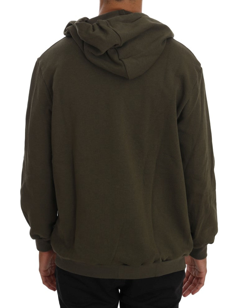 Daniele Alessandrini Green Full Zipper Hodded Cotton Sweater | Regal Royce