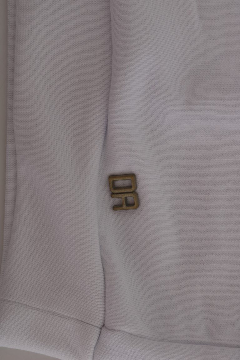 Daniele Alessandrini White Pullover Hodded Cotton Sweater | Regal Royce