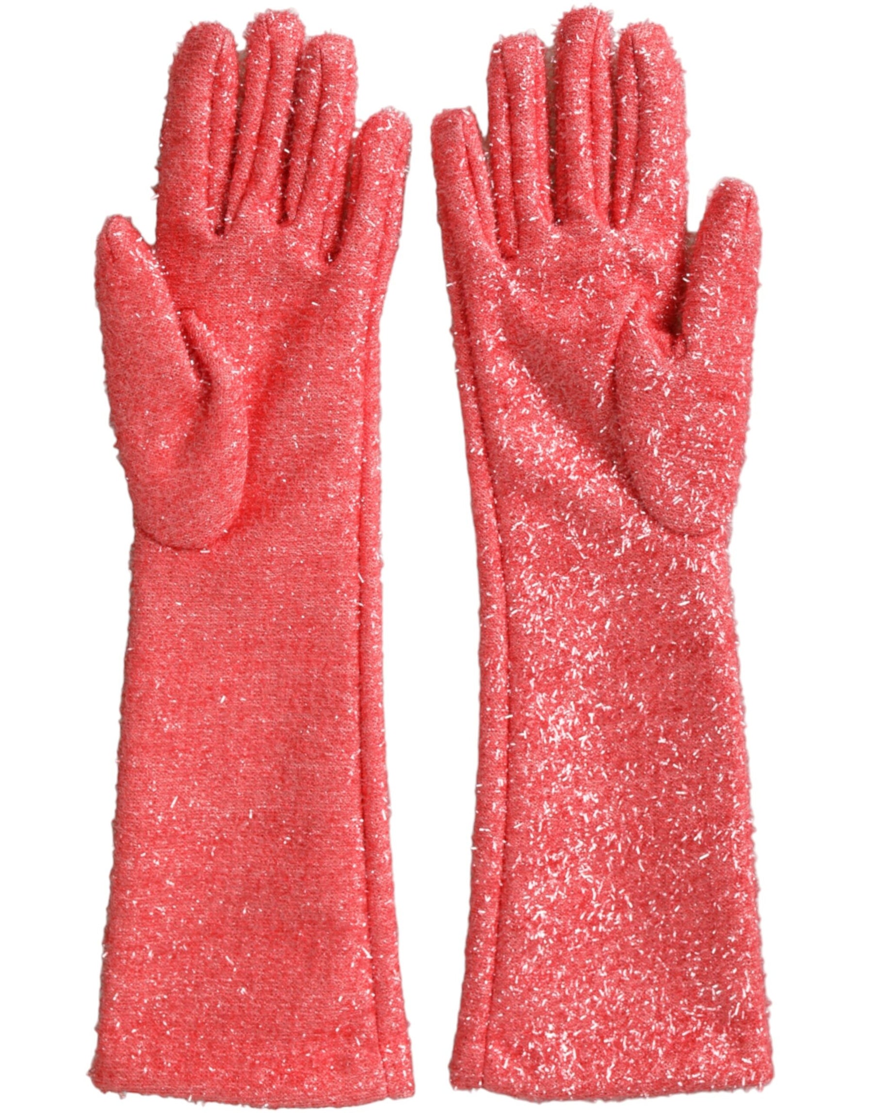 Dolce & Gabbana Pink Lurex Fantasia Mid Arm Length Gloves | Regal Royce