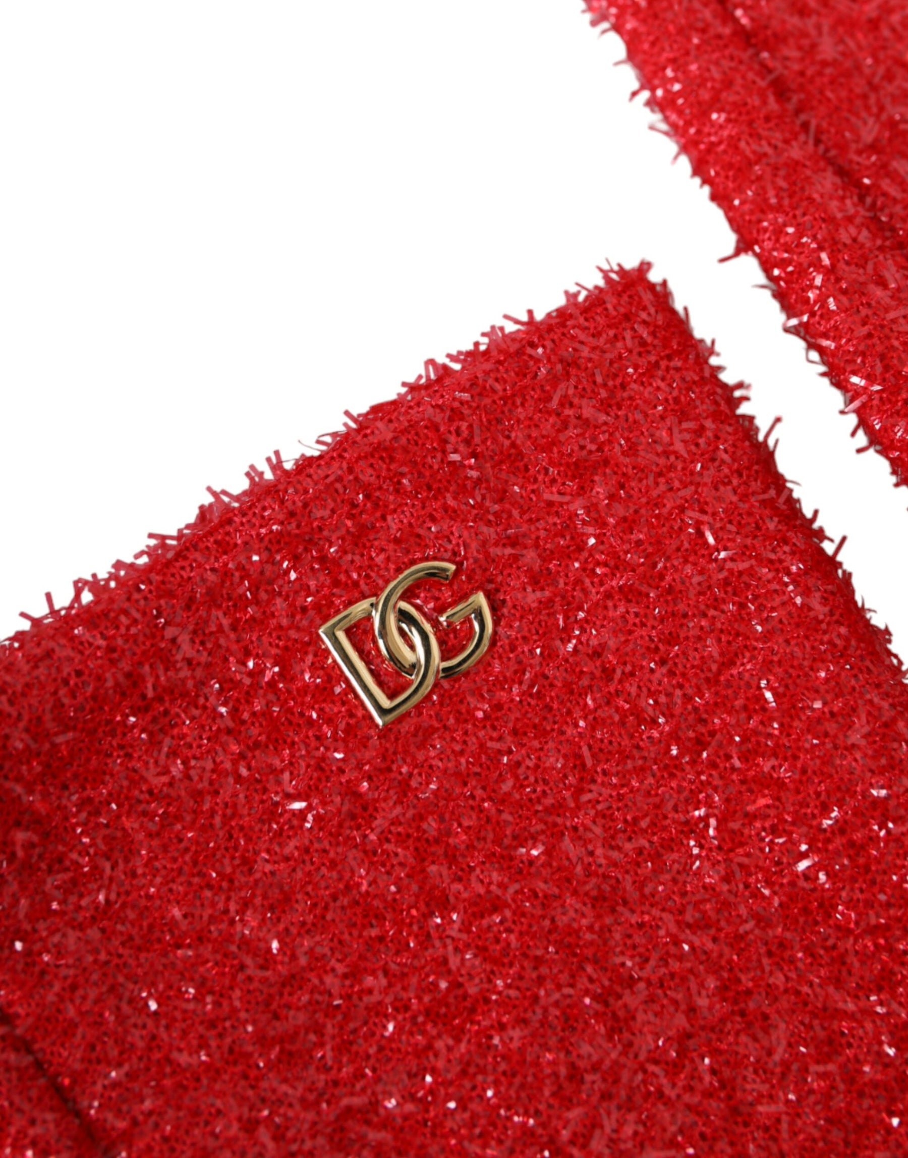 Dolce & Gabbana Red Lurex Fantasia Mid Arm Length Gloves | Regal Royce