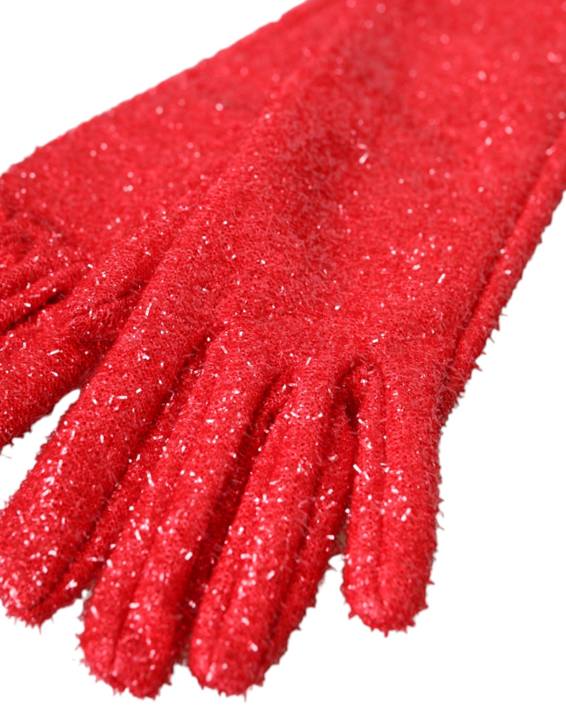Dolce & Gabbana Red Lurex Fantasia Mid Arm Length Gloves | Regal Royce