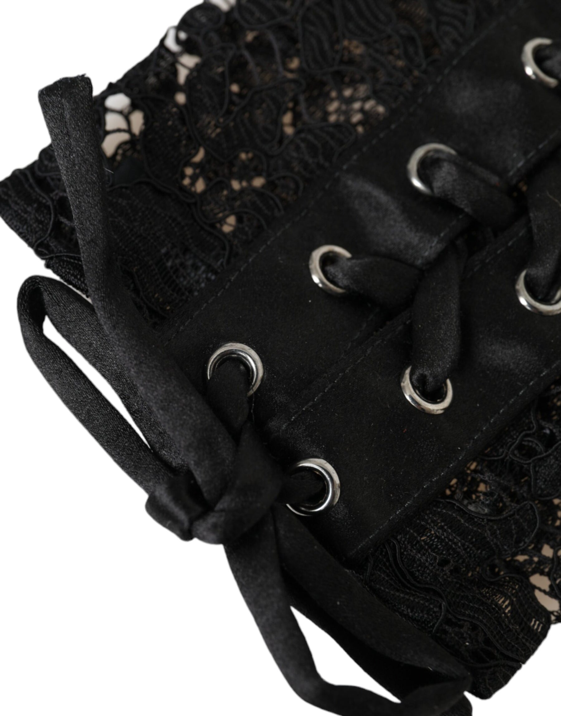 Dolce & Gabbana Black Taormina Lace Elbow Length Gloves | Regal Royce