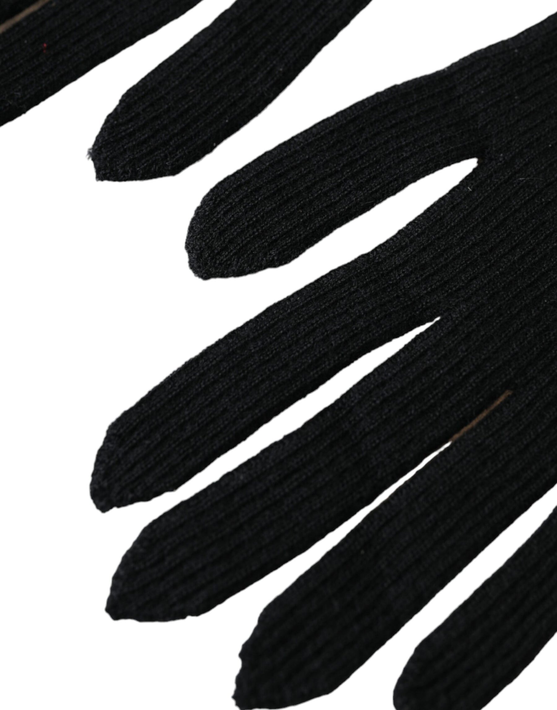 Dolce & Gabbana Black Cashmere Knitted Elbow Length Gloves | Regal Royce