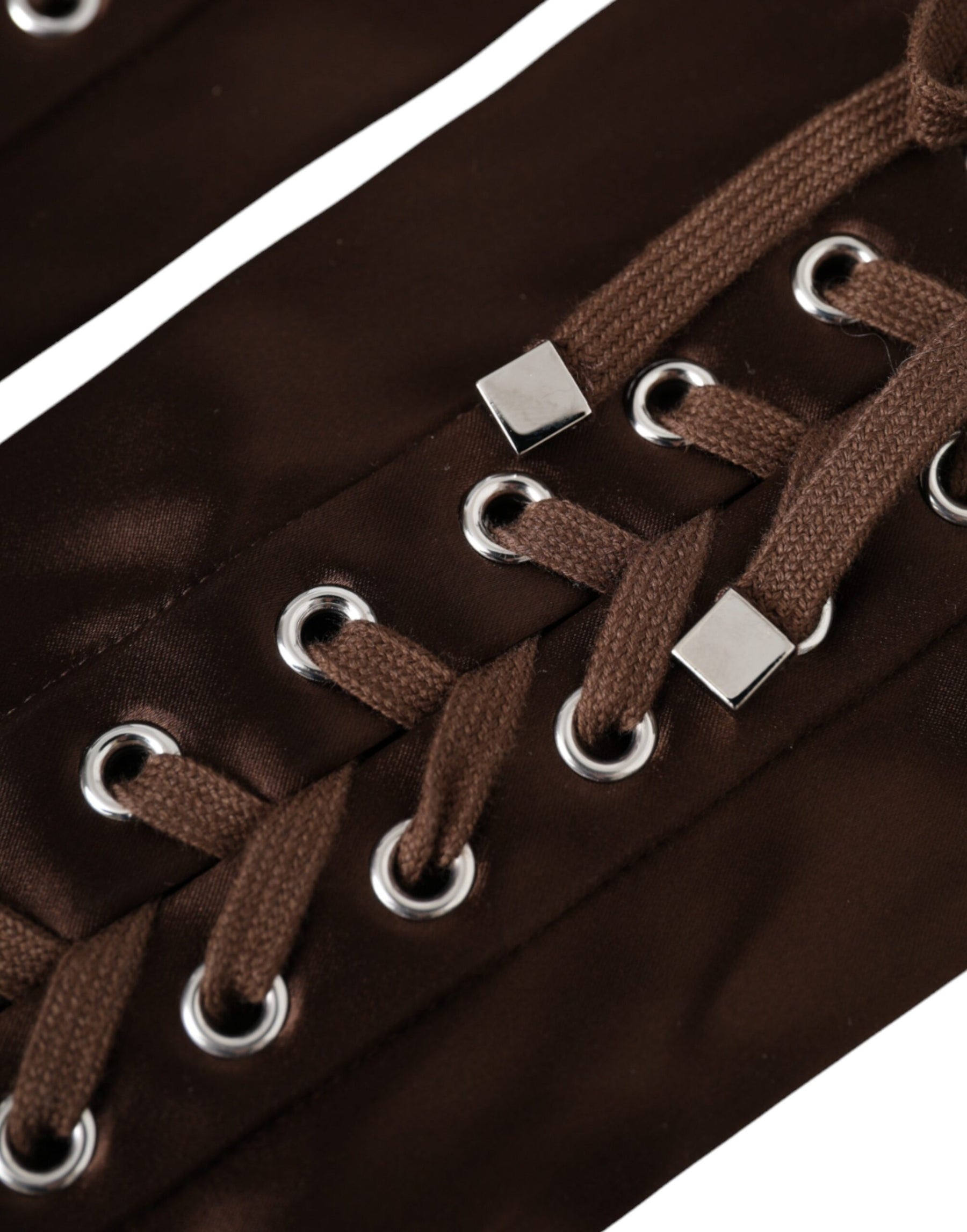 Dolce & Gabbana Brown Acetate Lace Up Fingerless Gloves | Regal Royce