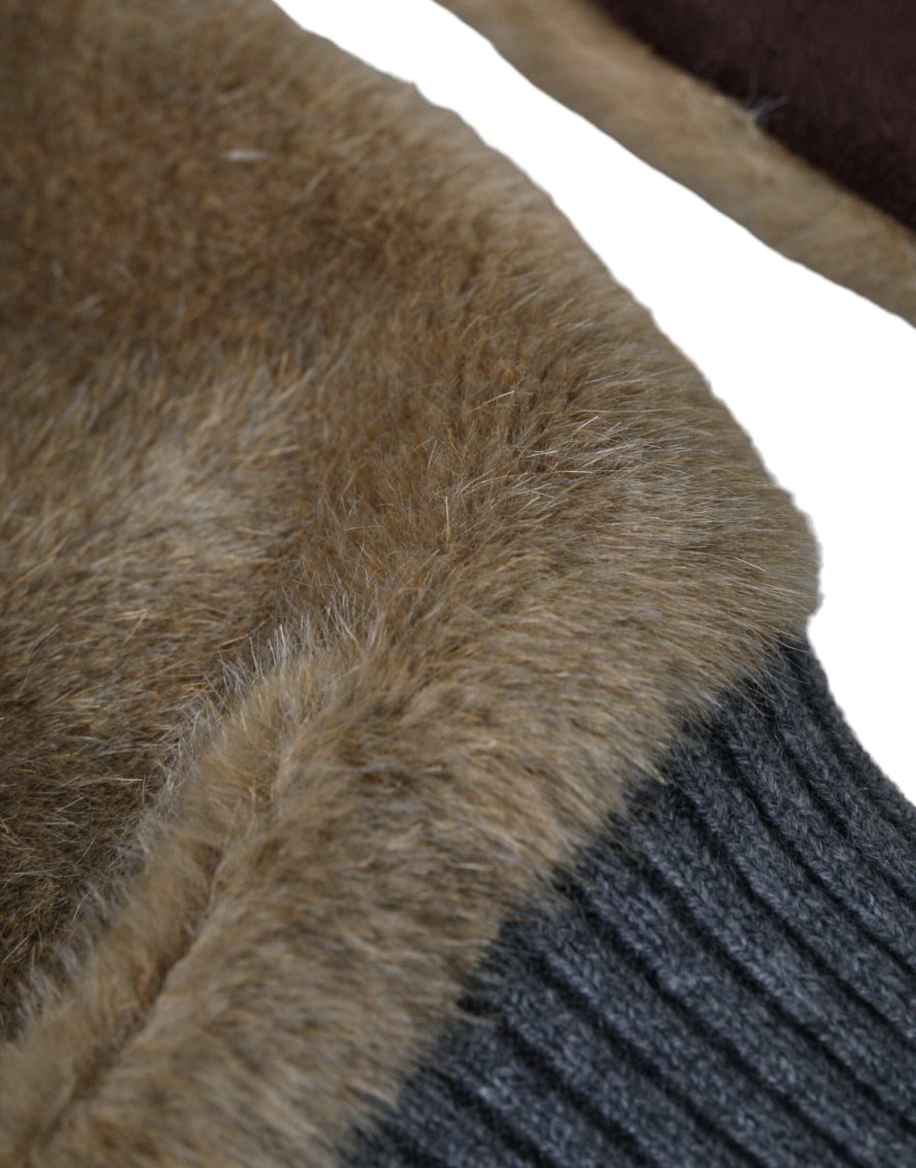 Dolce & Gabbana Beige Acrylic Knitted Fur Wrist Mitten Gloves | Regal Royce