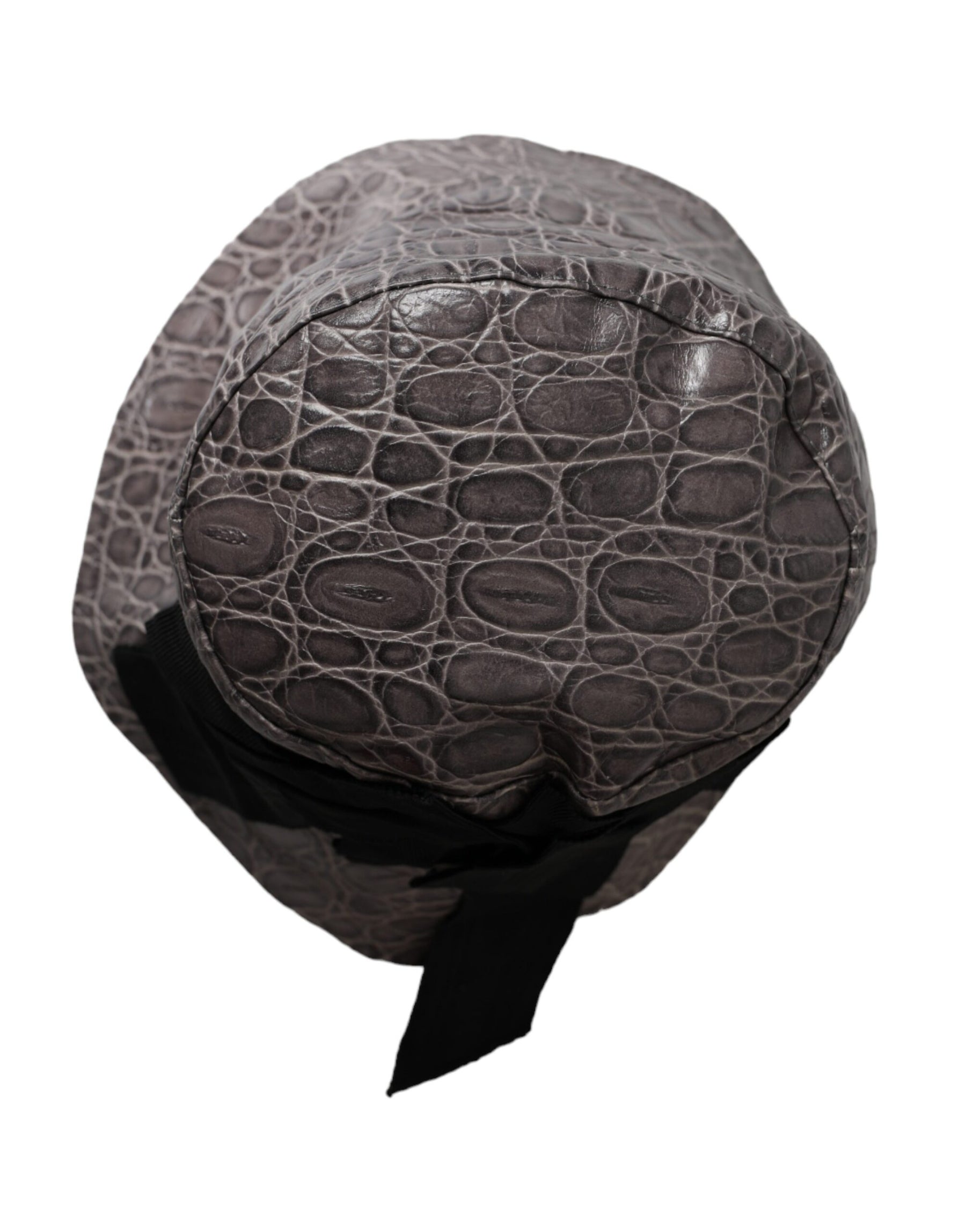 Dolce & Gabbana Black Gray Patterned Leather Bucket Hat | Regal Royce