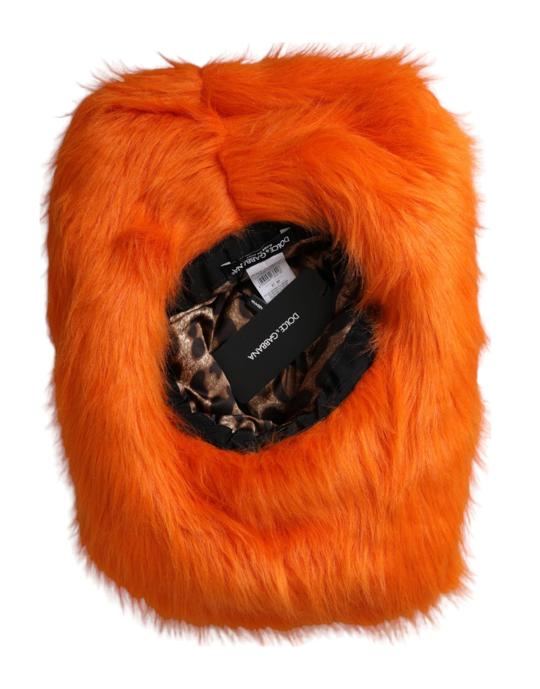 Dolce & Gabbana Orange Faux Fur Polyester Fedora Hat | Regal Royce