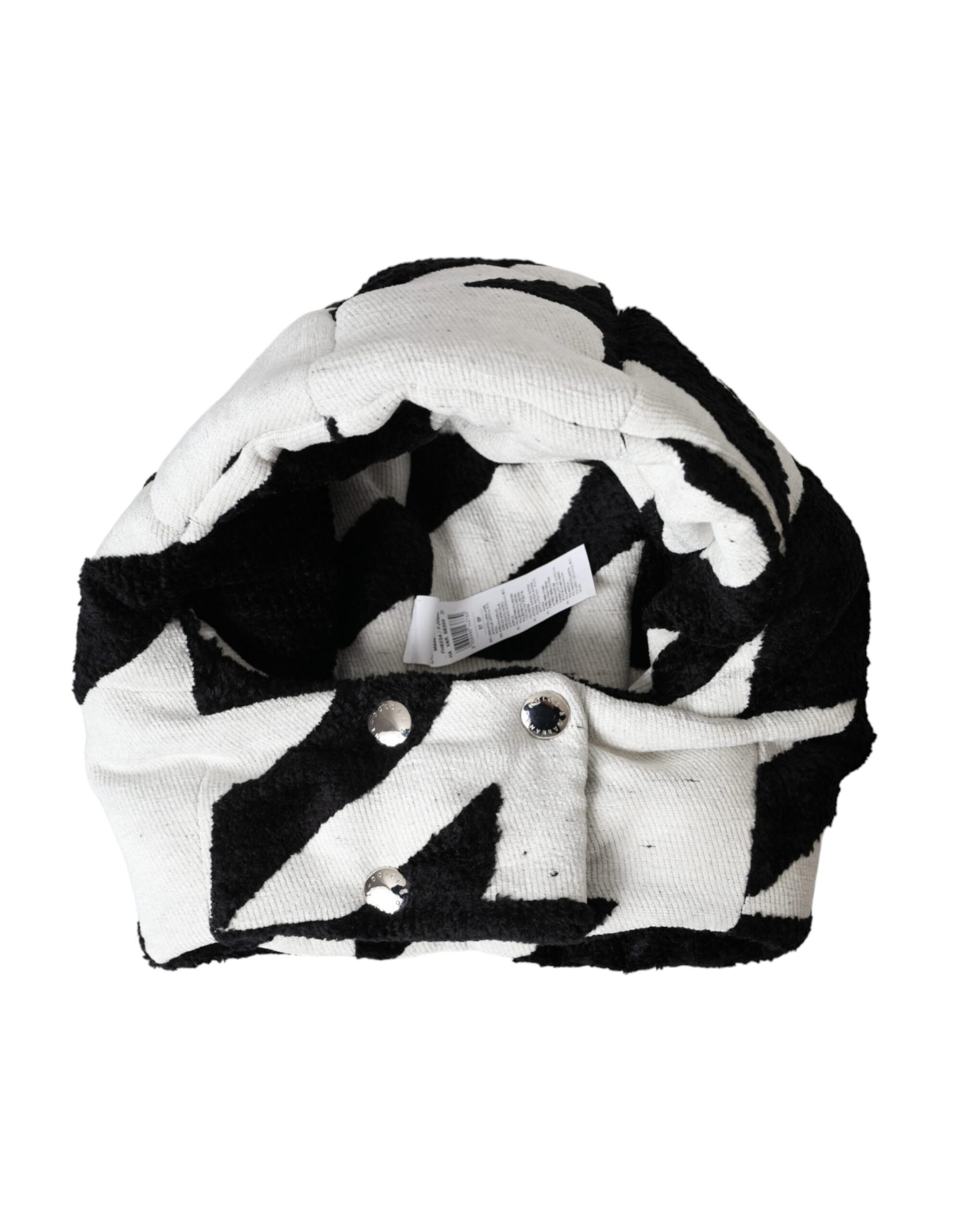 Dolce & Gabbana Black White Wool Whole Head Wrap Hat | Regal Royce