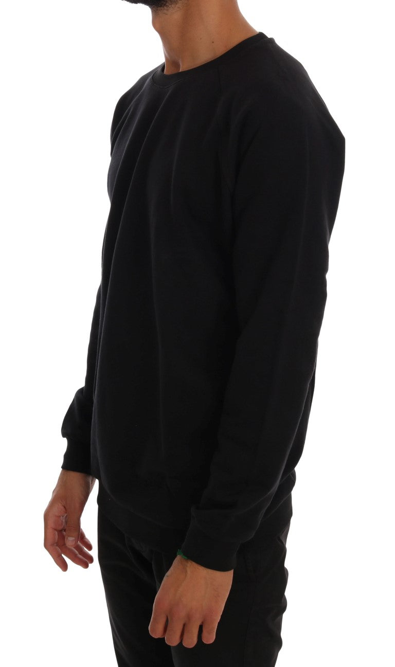 Daniele Alessandrini Black Crewneck Cotton Pullover Sweater | Regal Royce