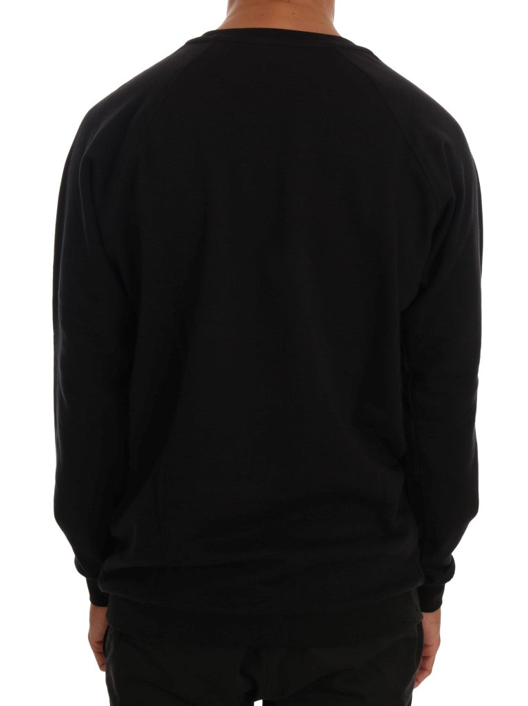 Daniele Alessandrini Black Crewneck Cotton Pullover Sweater | Regal Royce