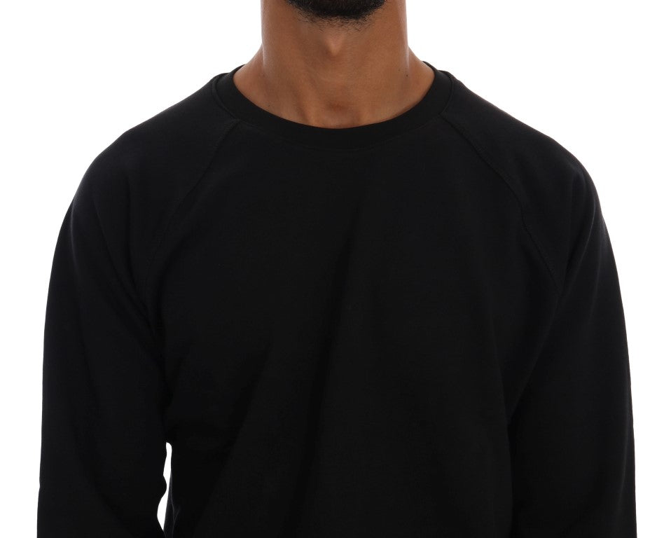 Daniele Alessandrini Black Crewneck Cotton Pullover Sweater | Regal Royce
