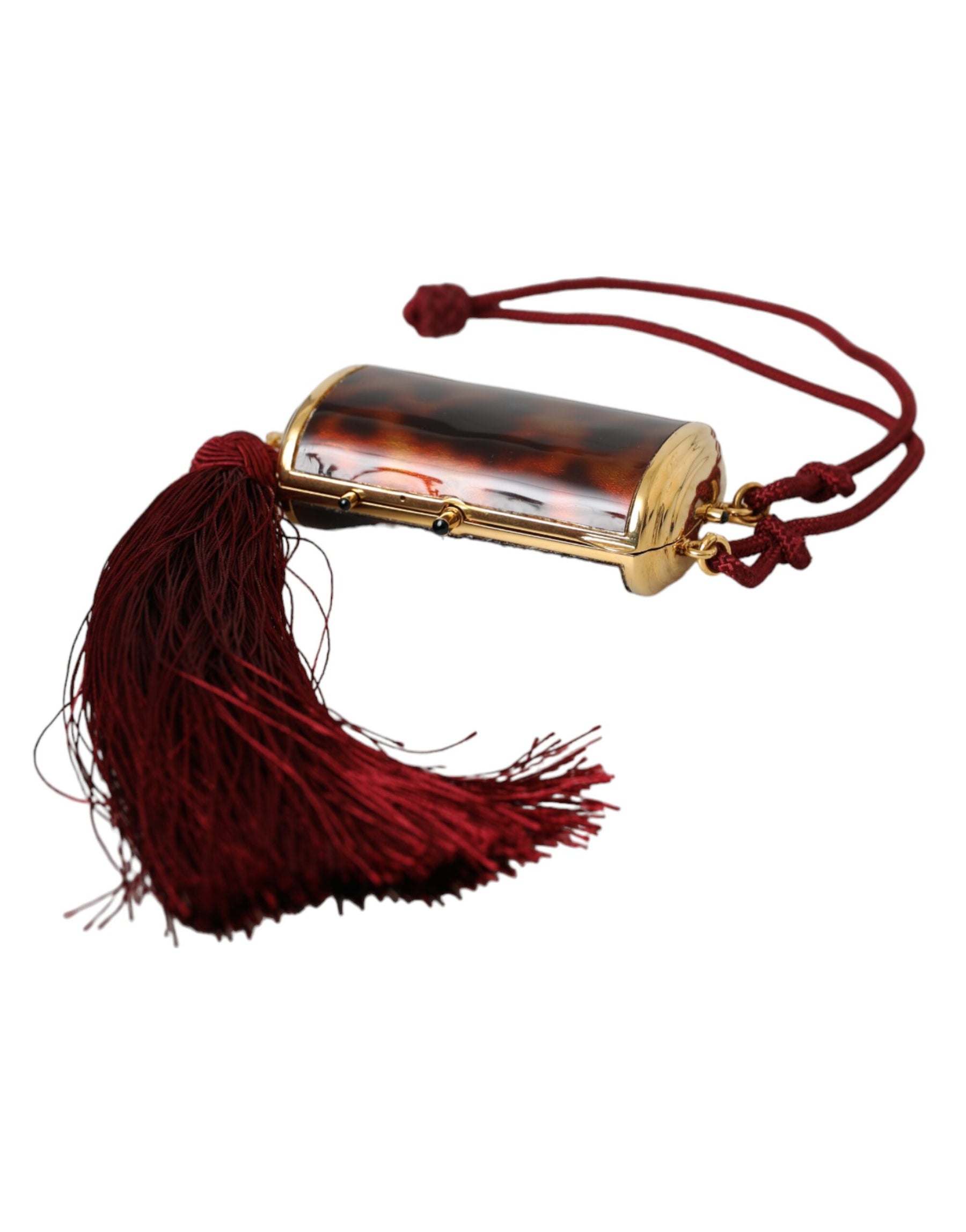 Dolce & Gabbana Brown Leopard Mini Mirror Tassel Make Up Holder Bag | Regal Royce