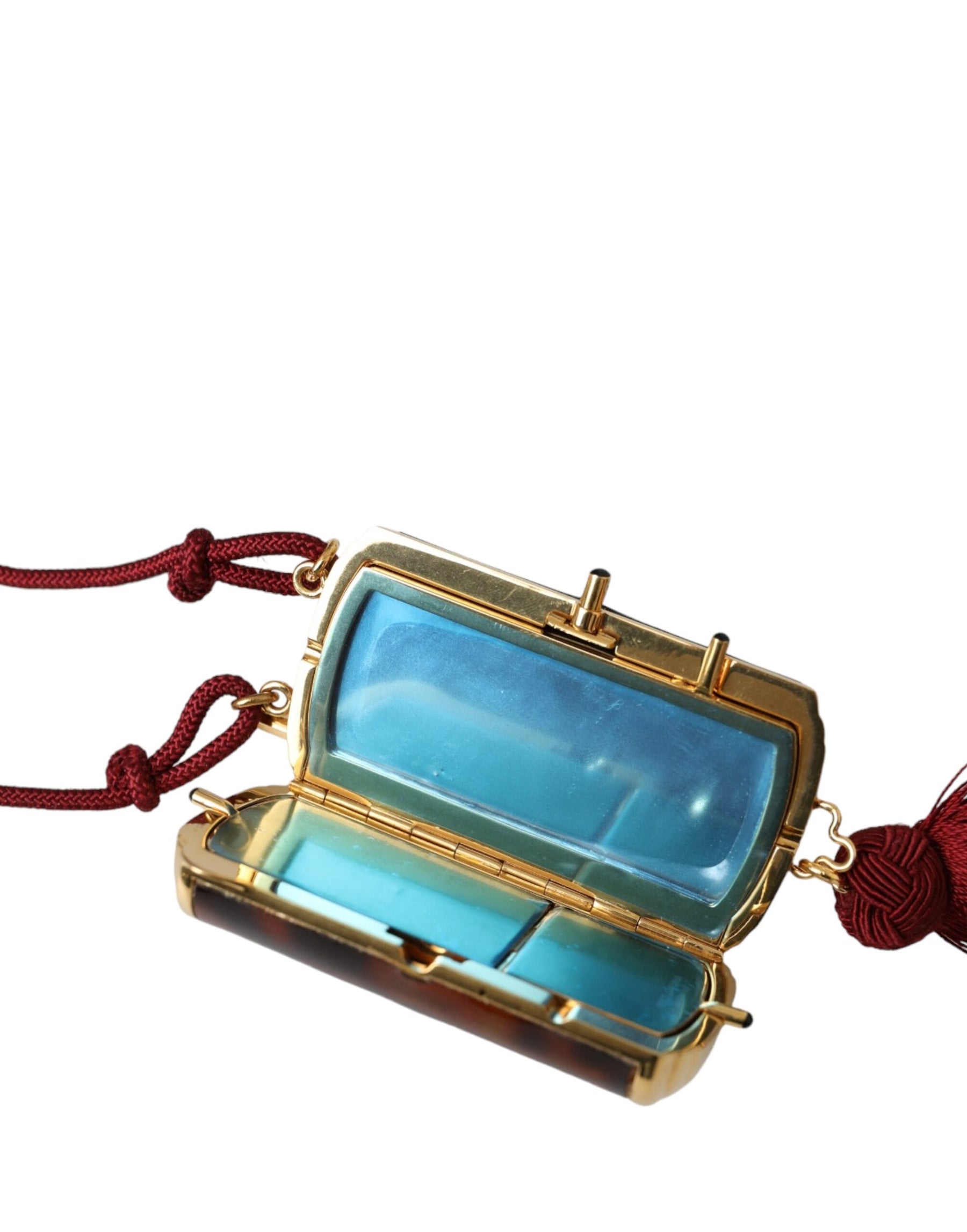 Dolce & Gabbana Brown Leopard Mini Mirror Tassel Make Up Holder Bag | Regal Royce