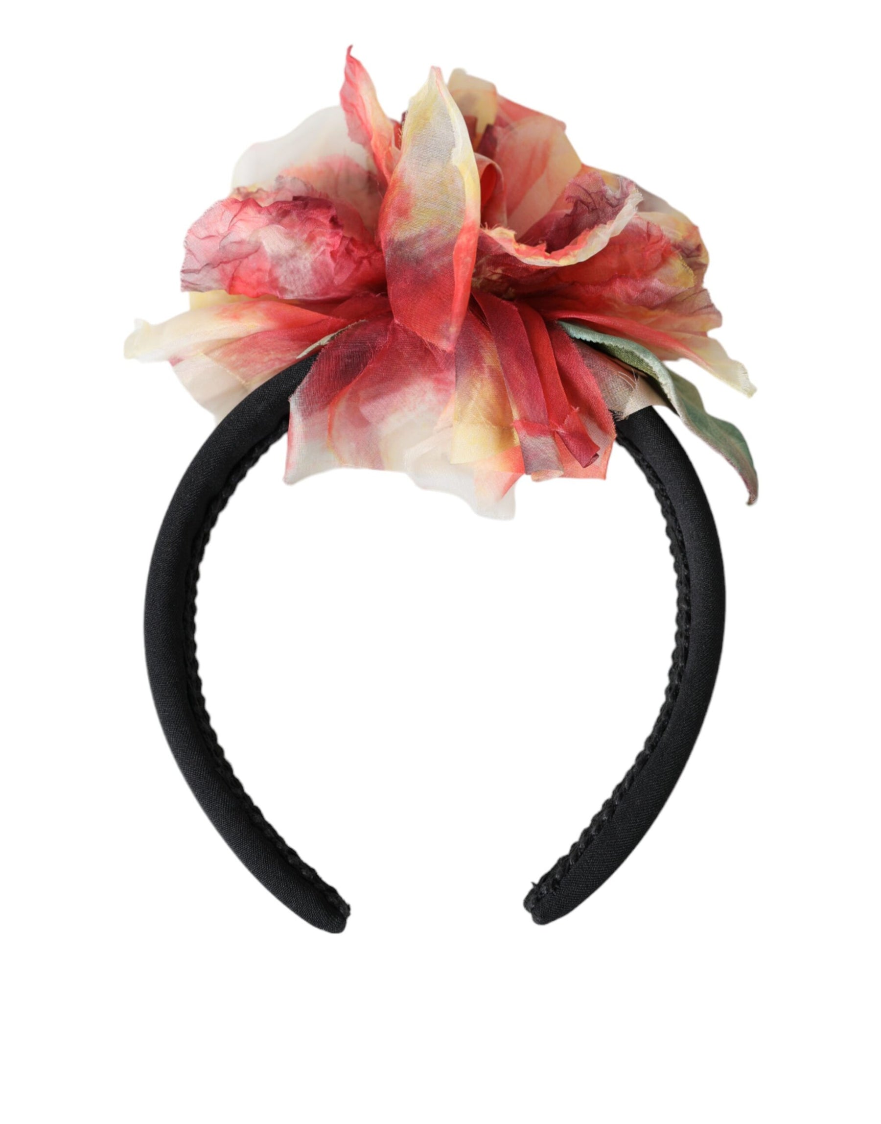 Dolce & Gabbana Rose Pink Silk Floral Black Tiara Women Hairband Diadem | Regal Royce