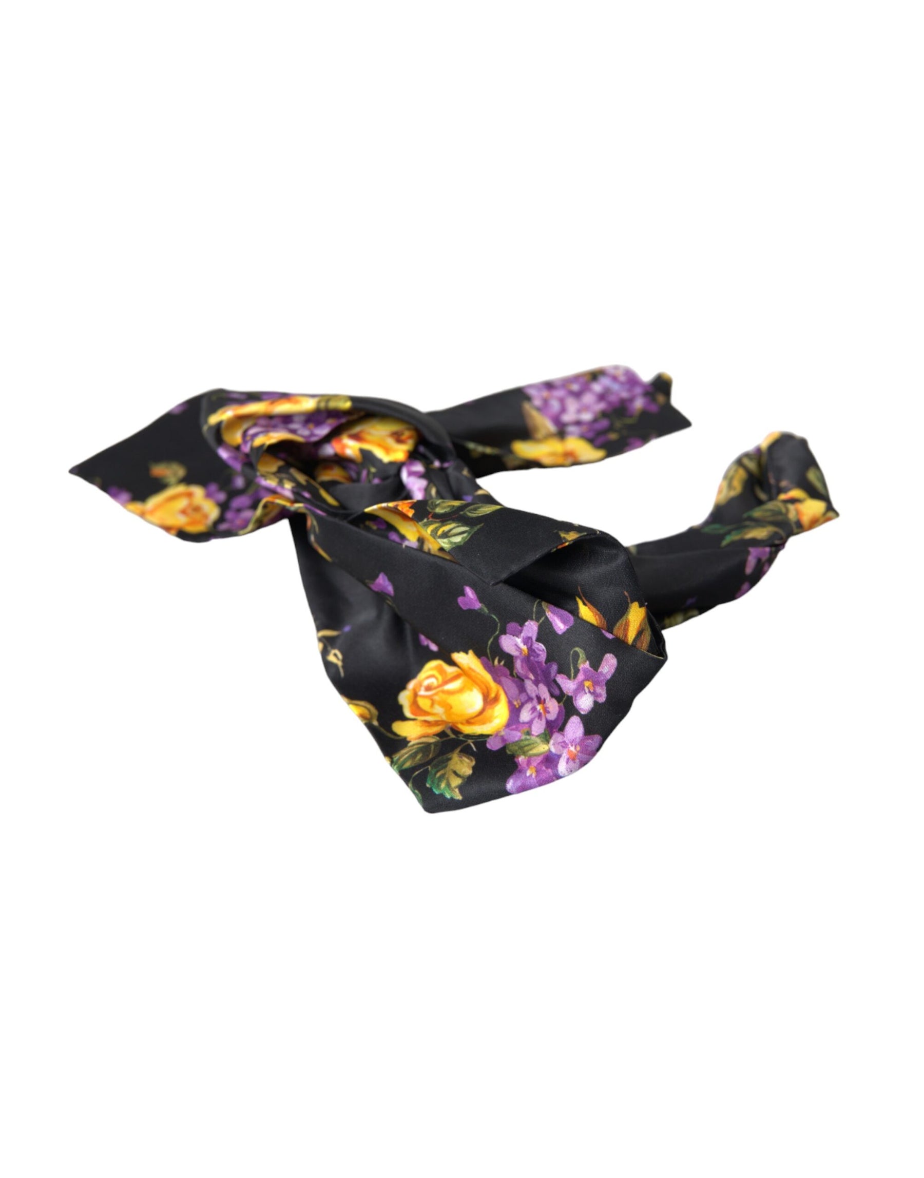 Dolce & Gabbana Black Floral Applique Silk Women Headband Diadem | Regal Royce