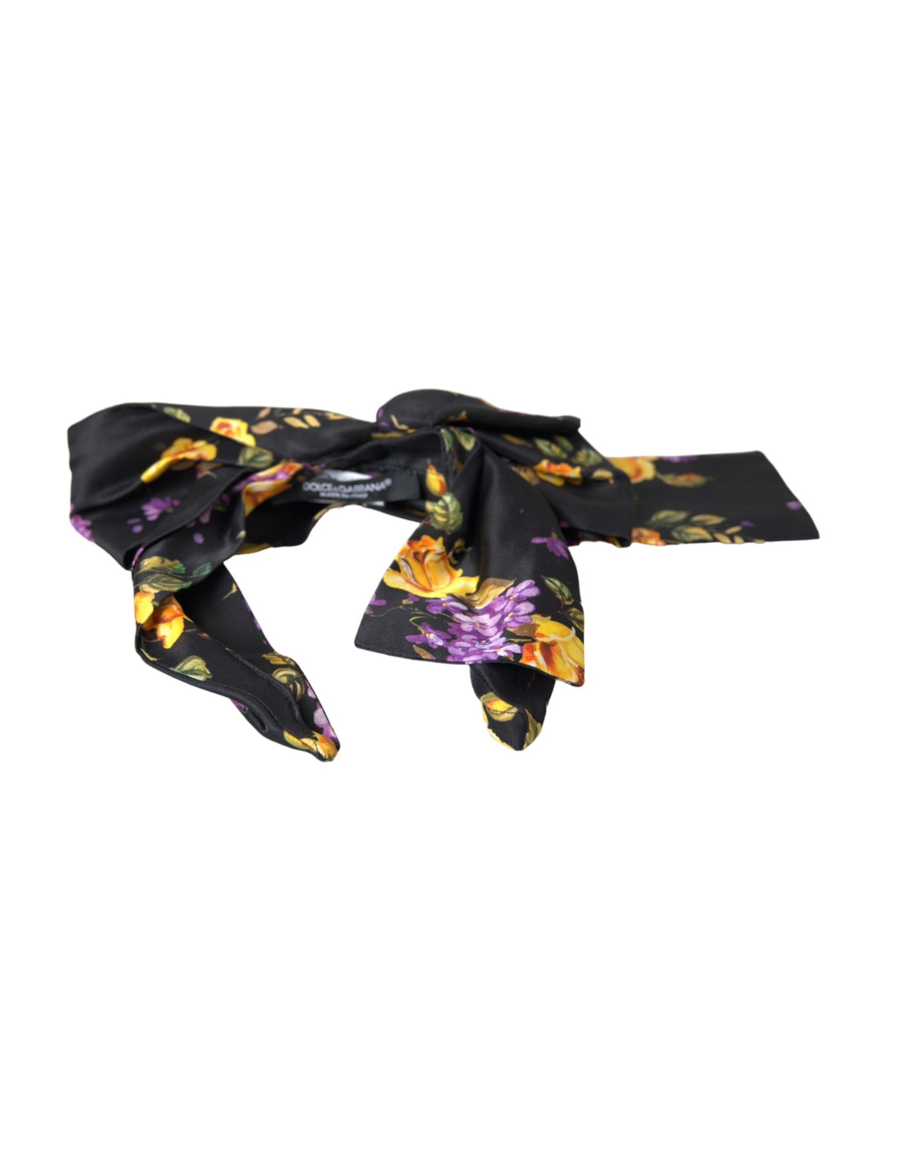 Dolce & Gabbana Black Floral Applique Silk Women Headband Diadem | Regal Royce