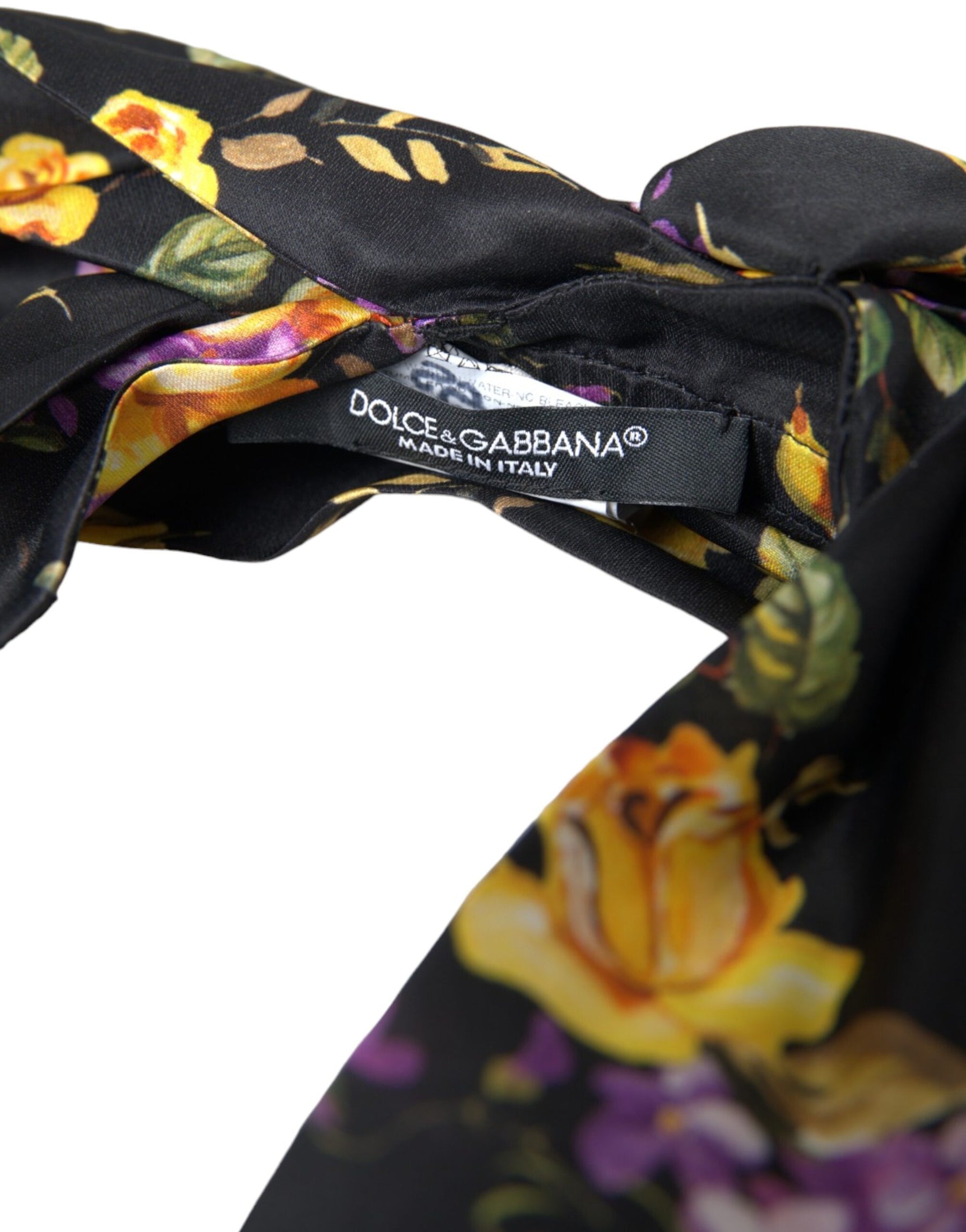 Dolce & Gabbana Black Floral Applique Silk Women Headband Diadem | Regal Royce